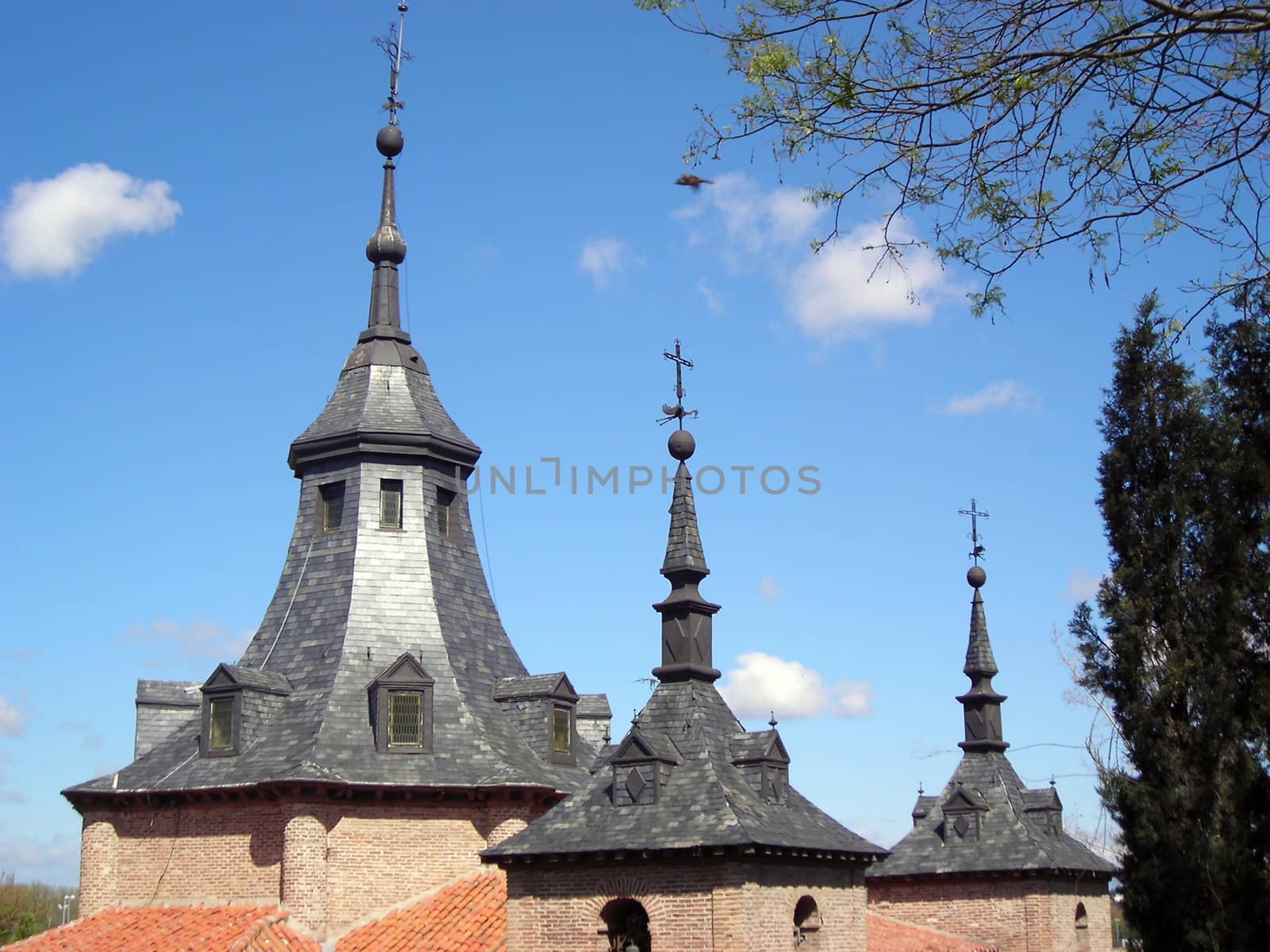        Detail of the roof of the Virgen del Puerto Hermitage in Madrid   