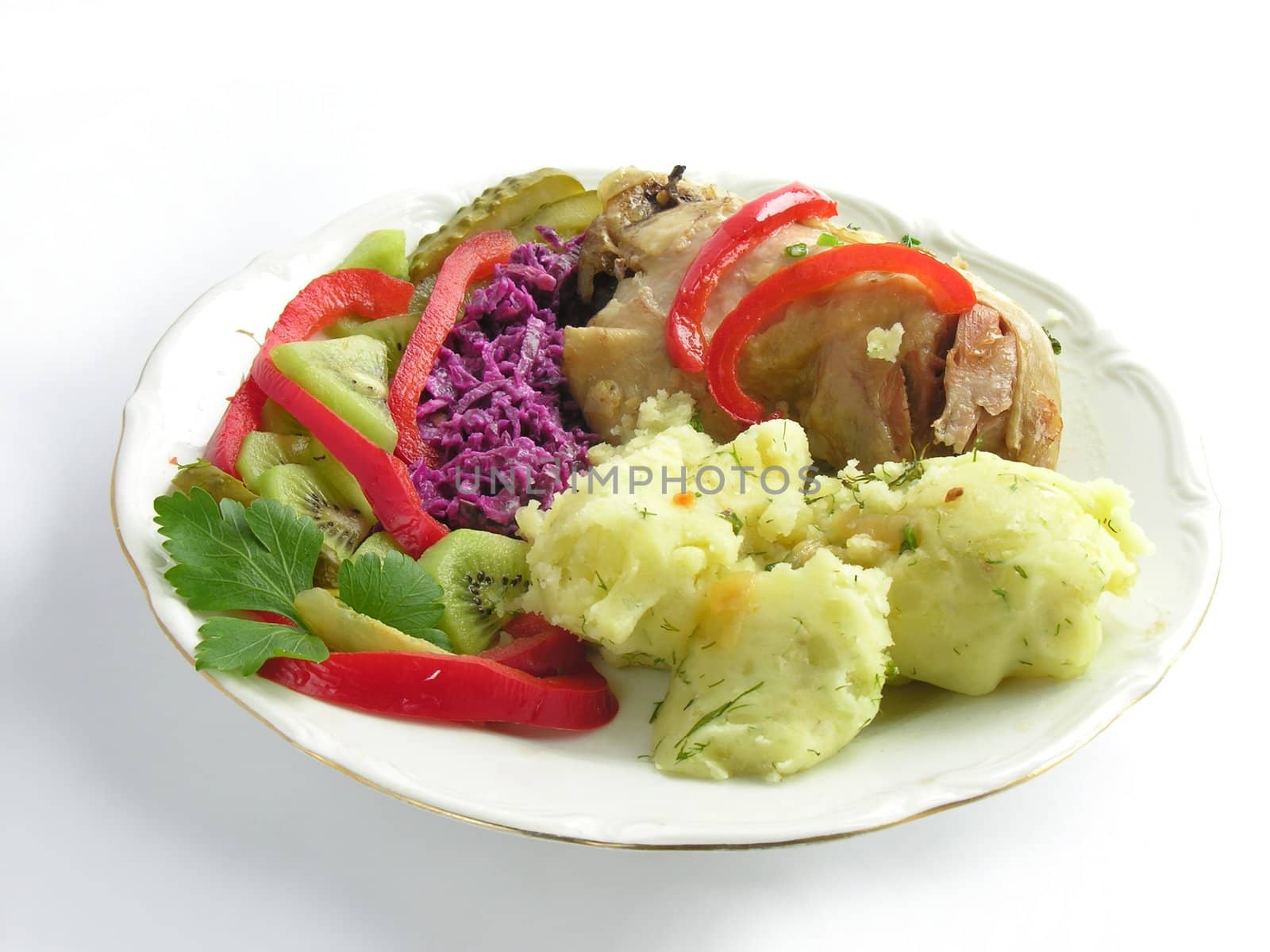 chicken leg baked with vegetable