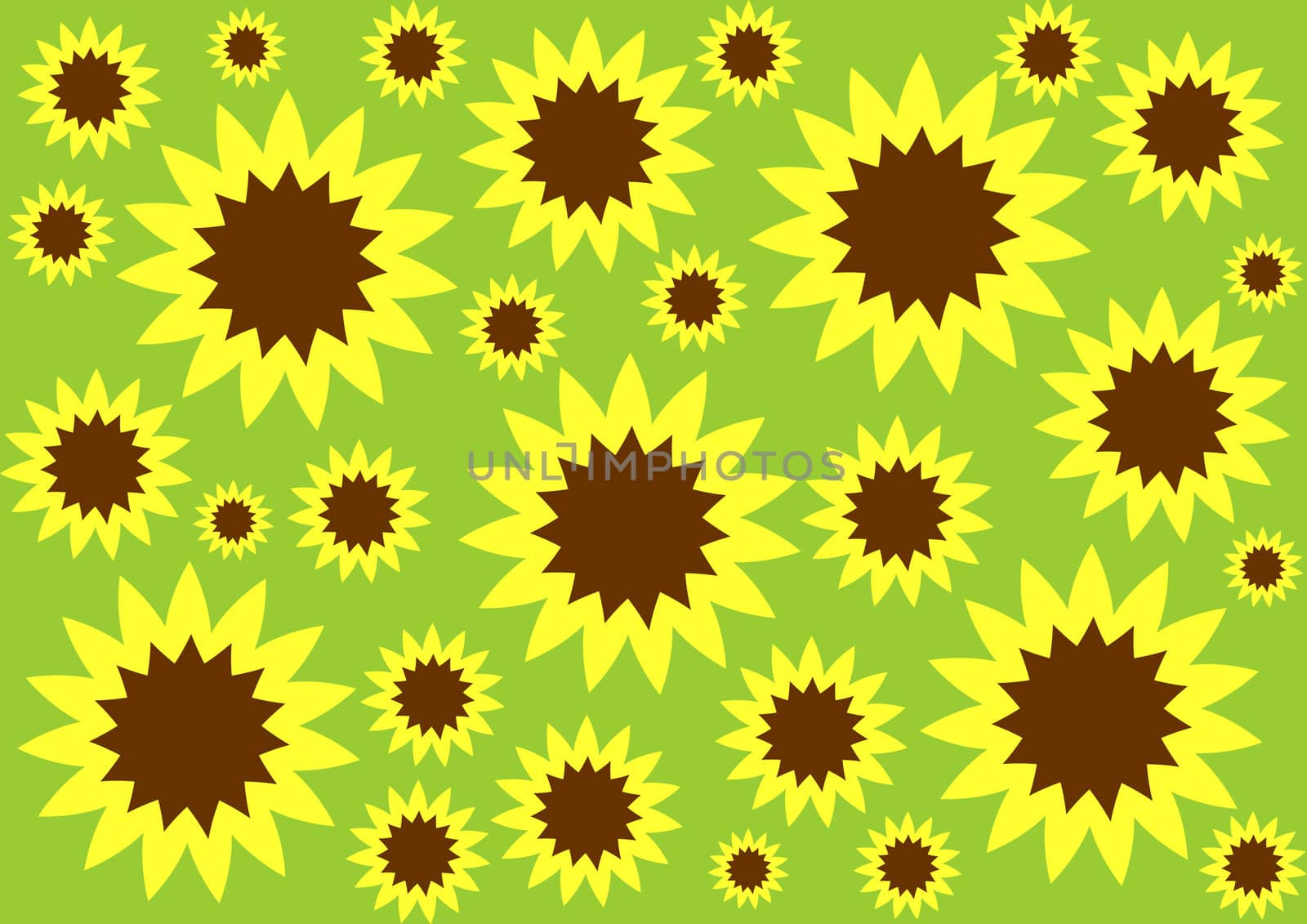 yellow and brown sunflowers on the green background