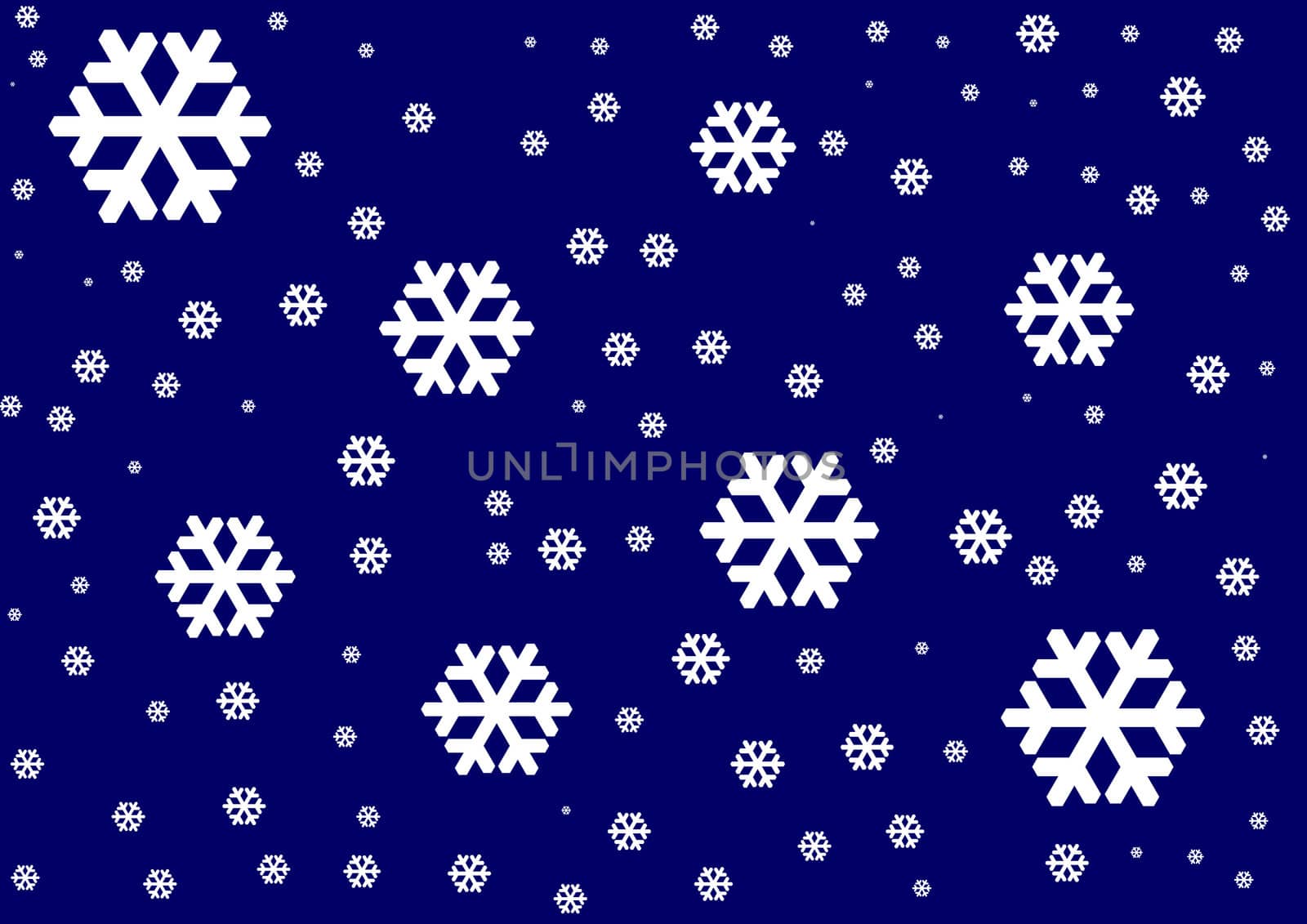 white snowflakes on the dark blue background