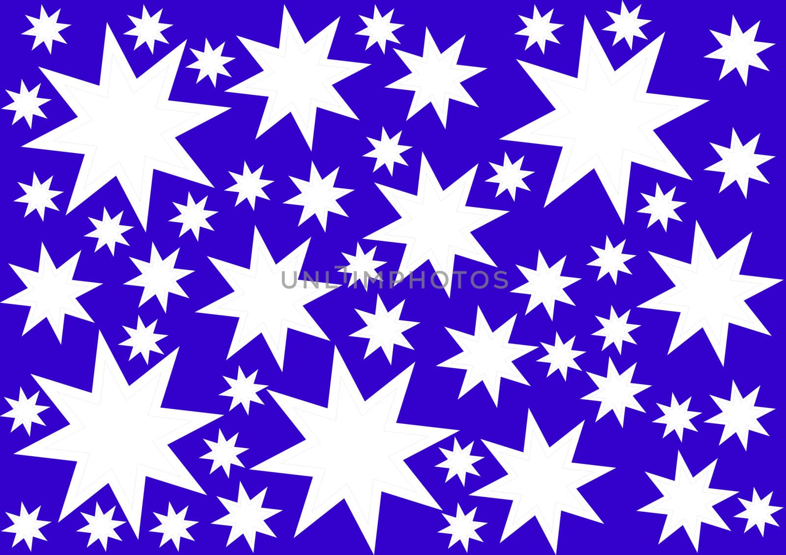 white illustrated stars on the dark blue background