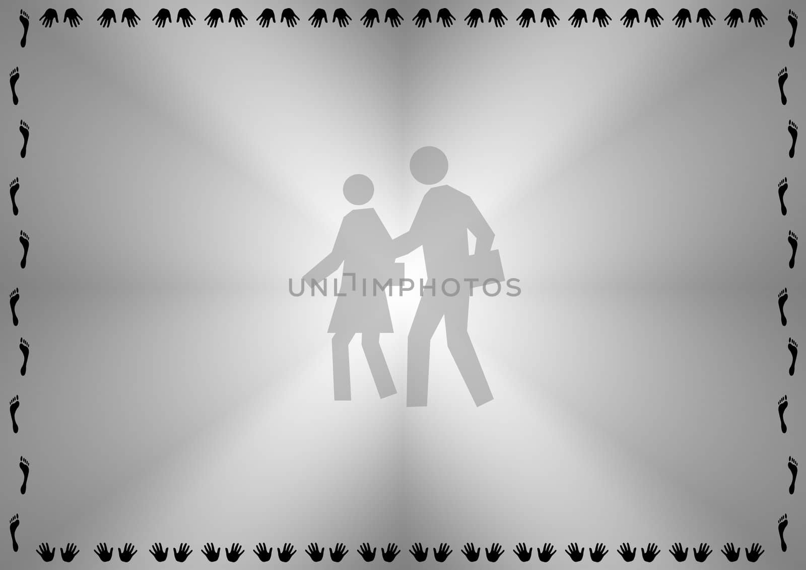 Gray and White diamond gradient background with people