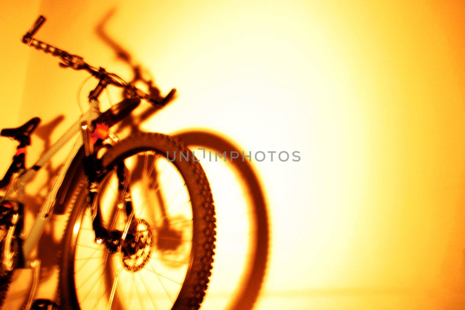 cycling with flash background. Low angle view.