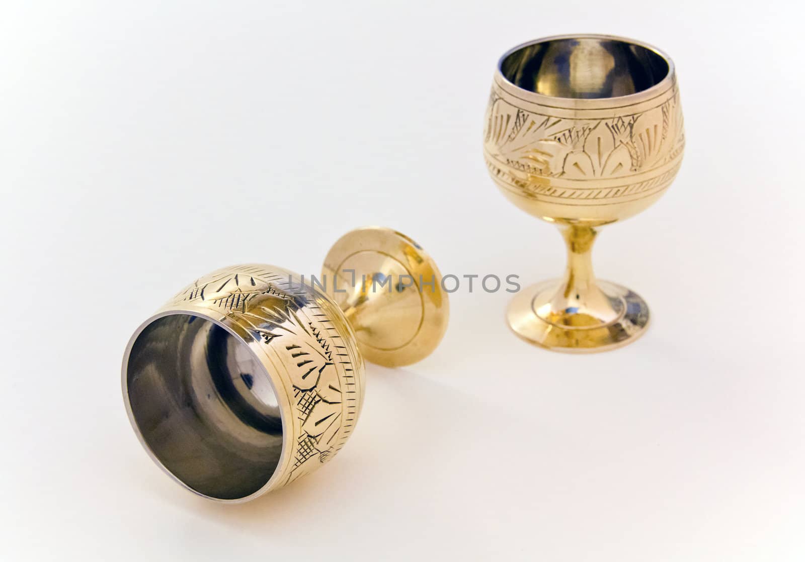 reflection beauty identical yellow goblets