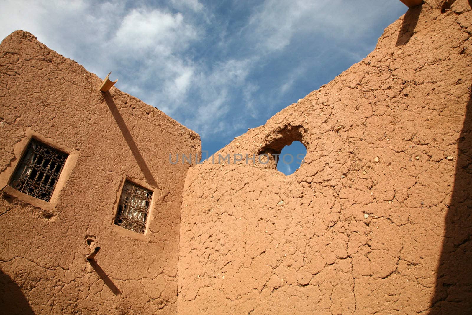 Old Fort - the kasbah in ouarzazate with a blue sky
