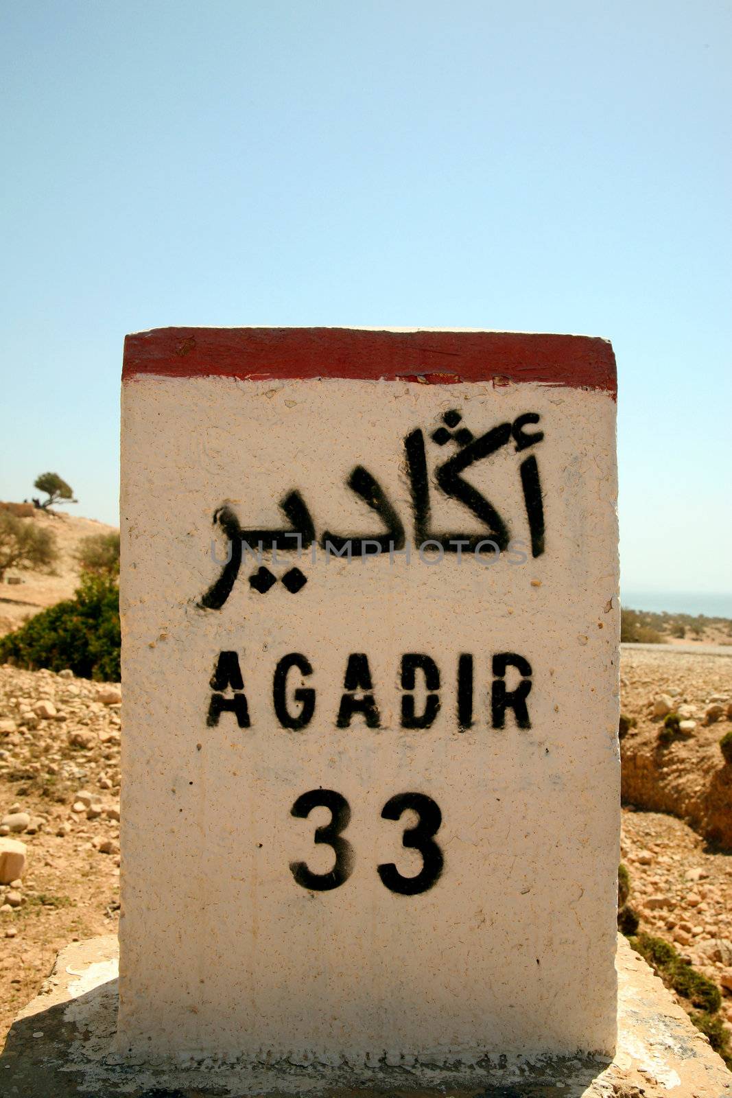 Sign road on the way to Agadir by watchtheworld