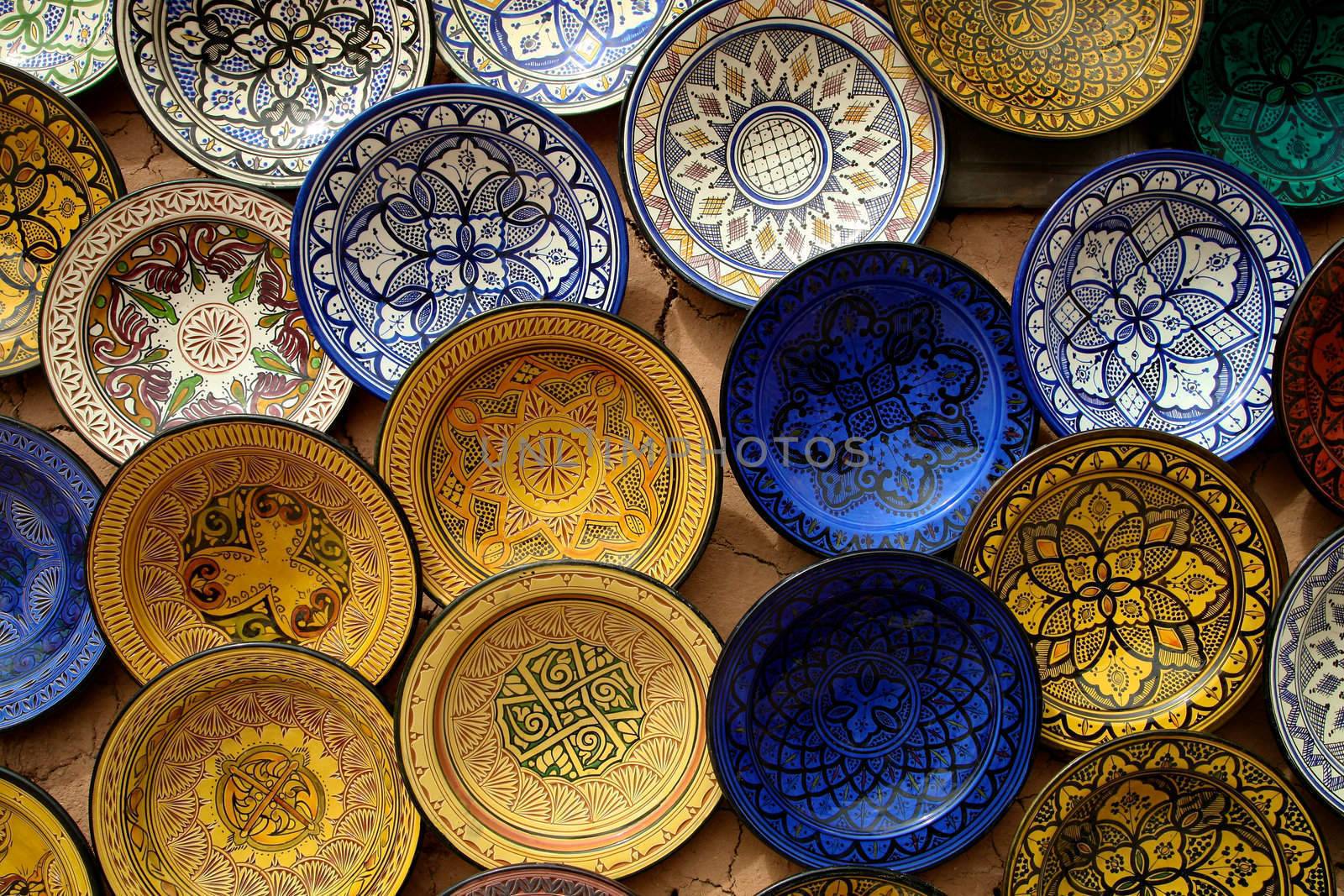 Kitchen tools in a souk of Marrakesh in Morocco