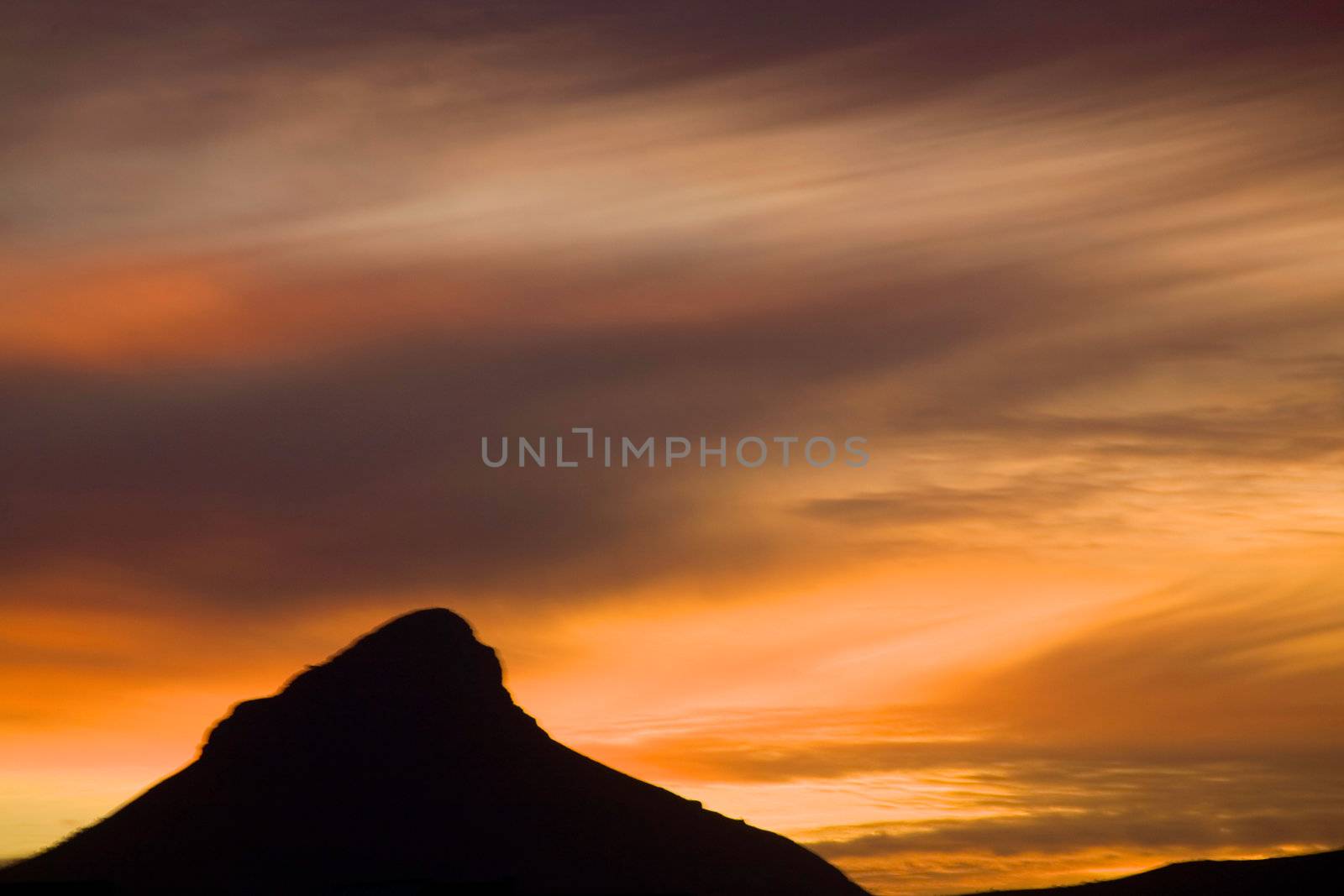 Sunset on the Table mountain in Cape Point - Good Hope and the atlantic ocean