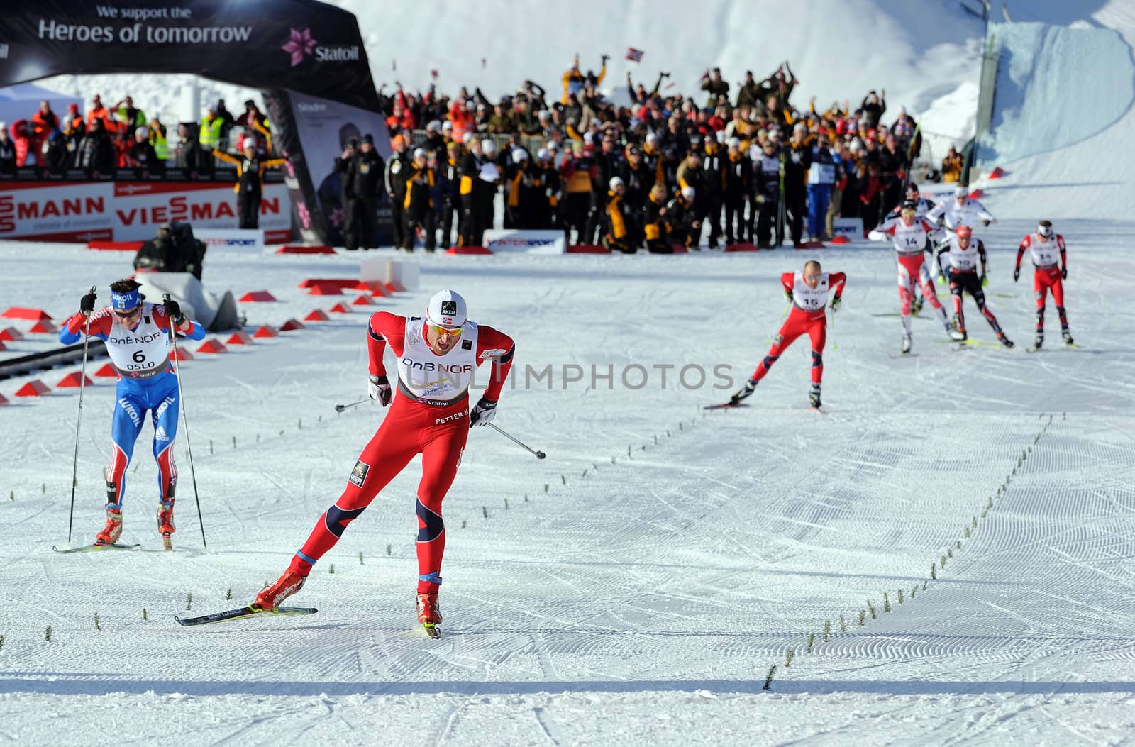 Petter Northug winning the mens 50 km cross country race in the world championship in Holmenkollen Norway march 2011