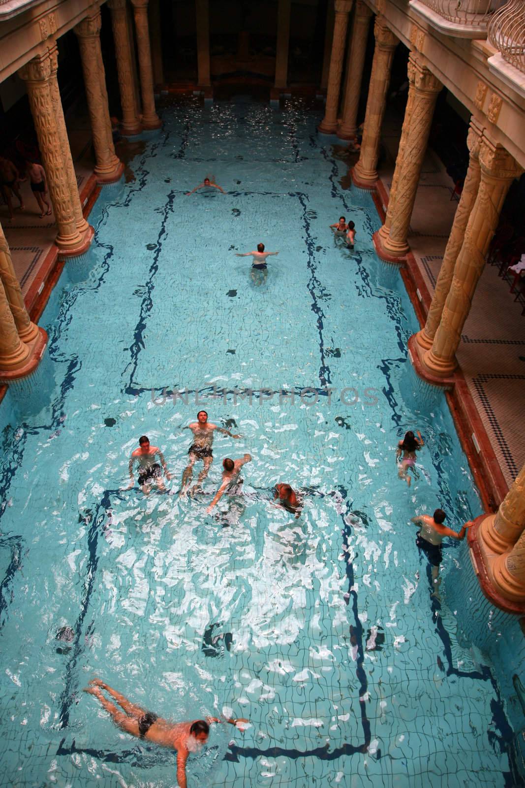 Main swimming pool of the Széchenyi Thermal Bath in Budapest City Park.