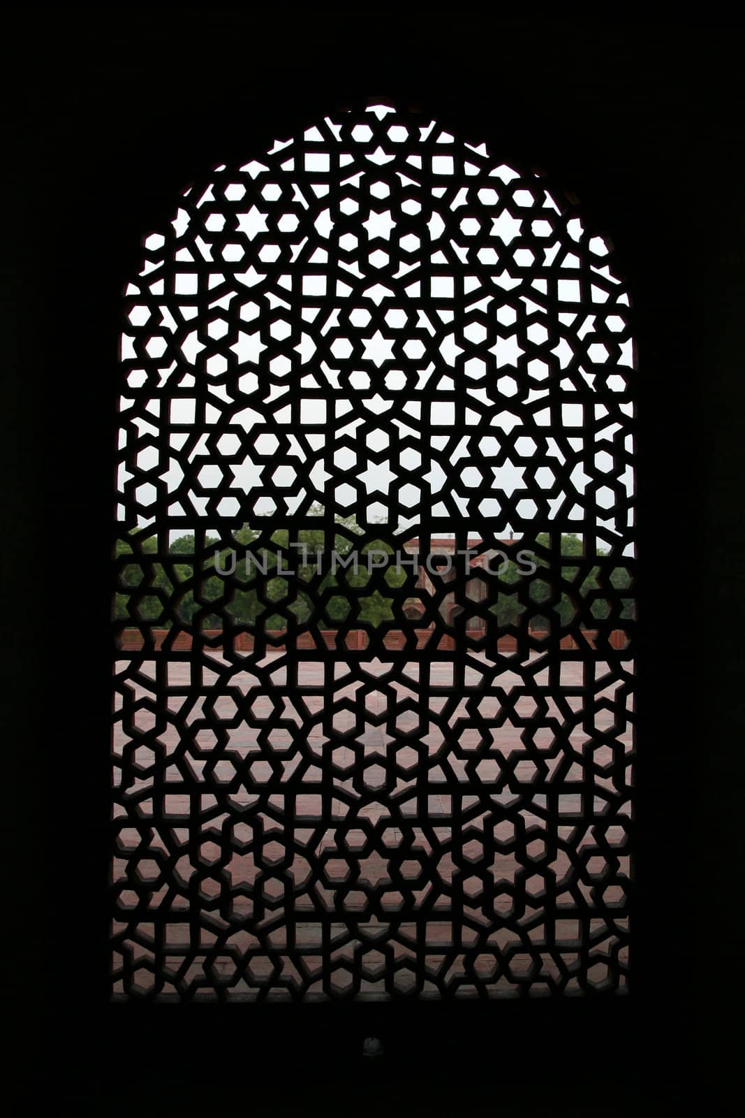Detail of a window at the  Humayun tomb in New Delhi