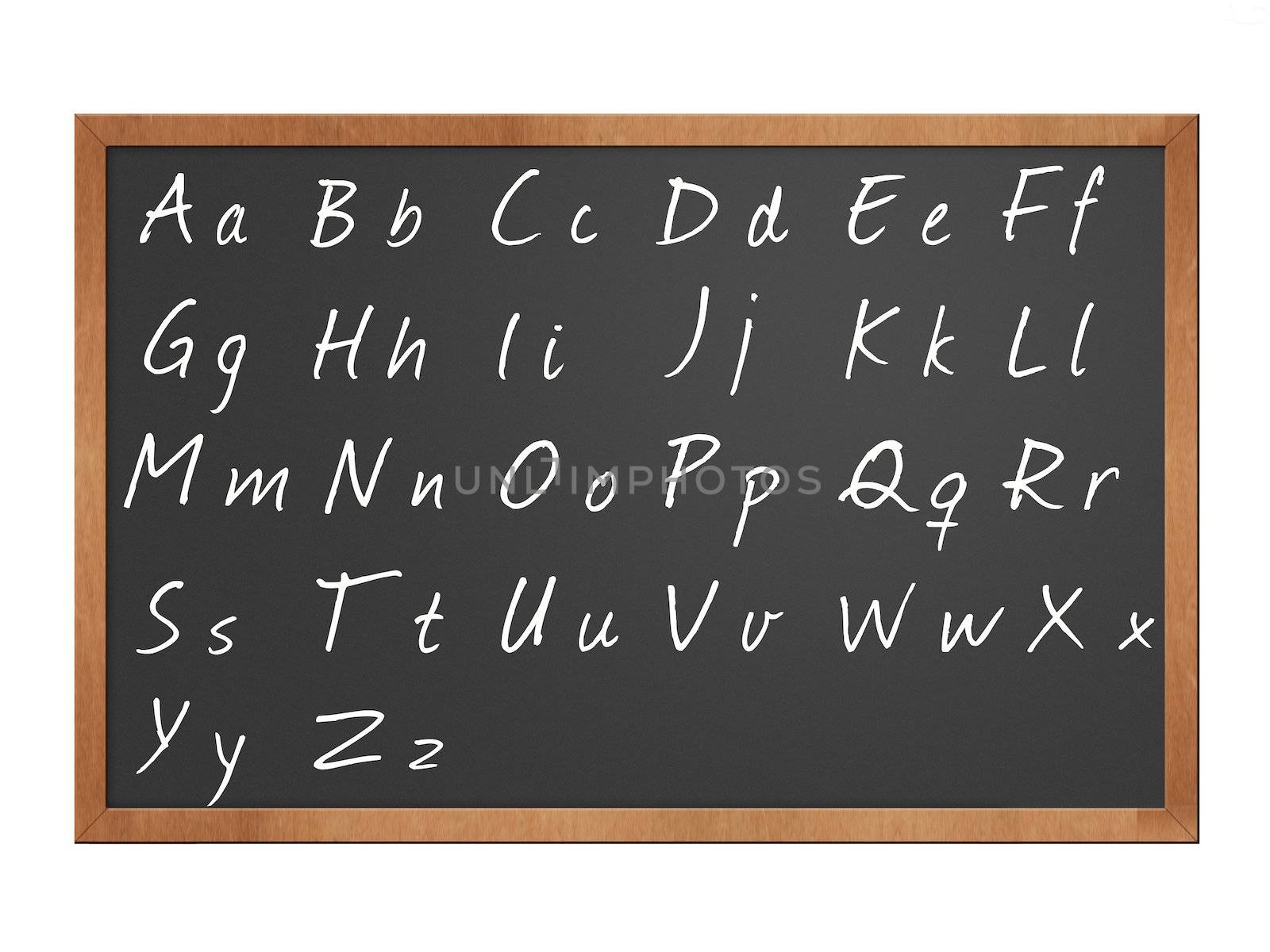 alphabet written in chalk on a blackboard illustration
