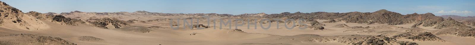 Surreal panorama of the white sand dune sea in the Skeleton Coast