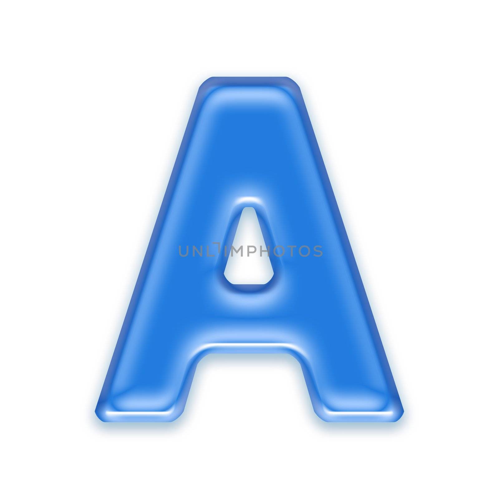 Aqua letter isolated on white background  - A