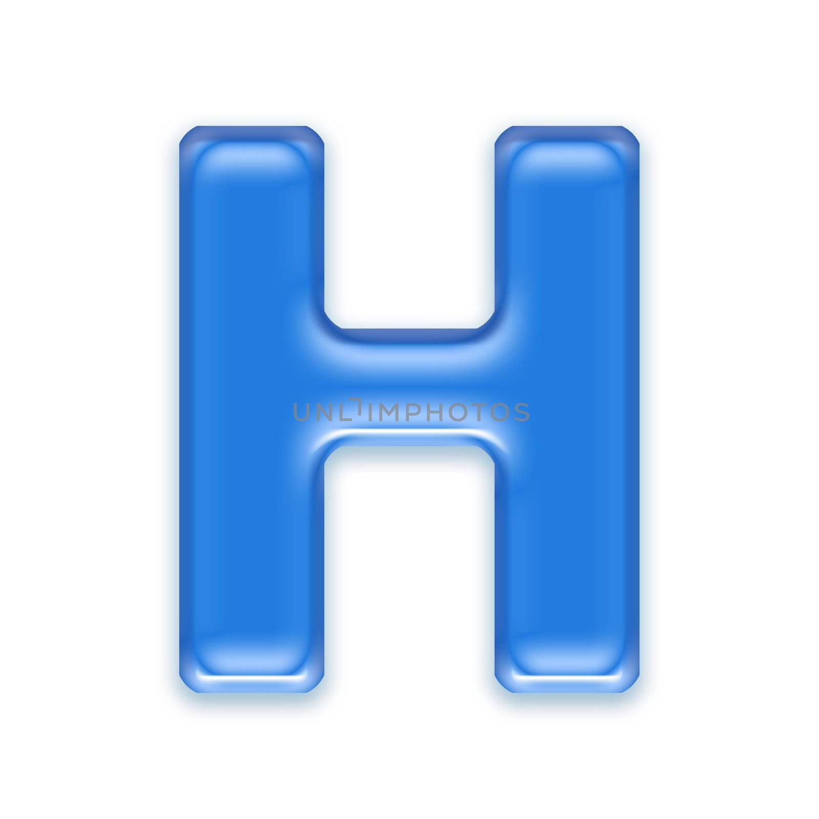 Aqua letter isolated on white background  - H