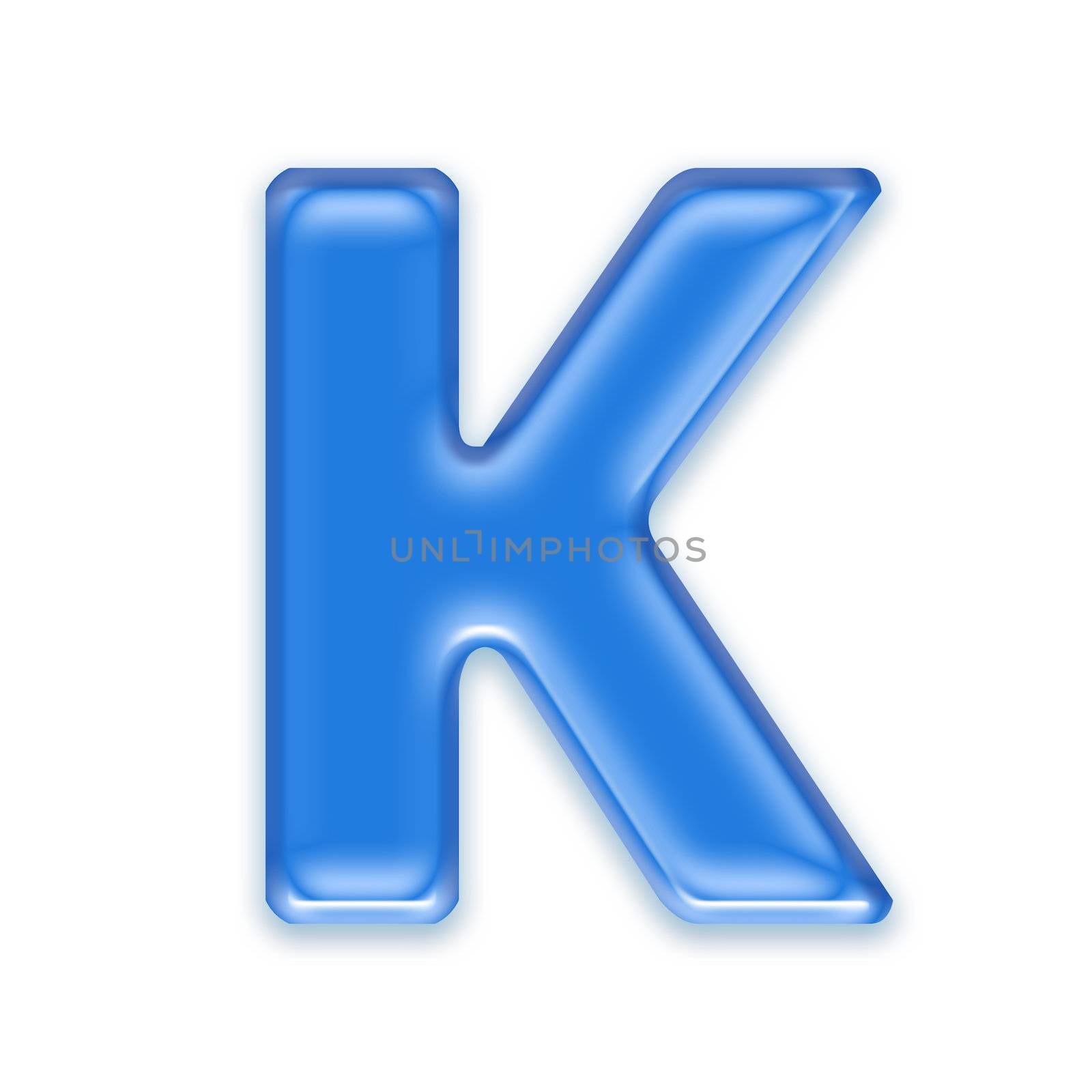 Aqua letter isolated on white background  - K