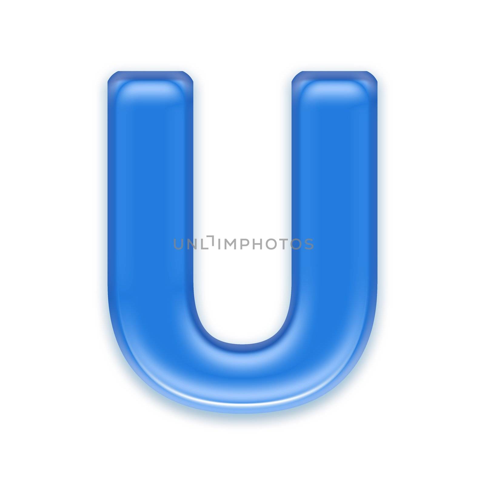 Aqua letter isolated on white background  - U