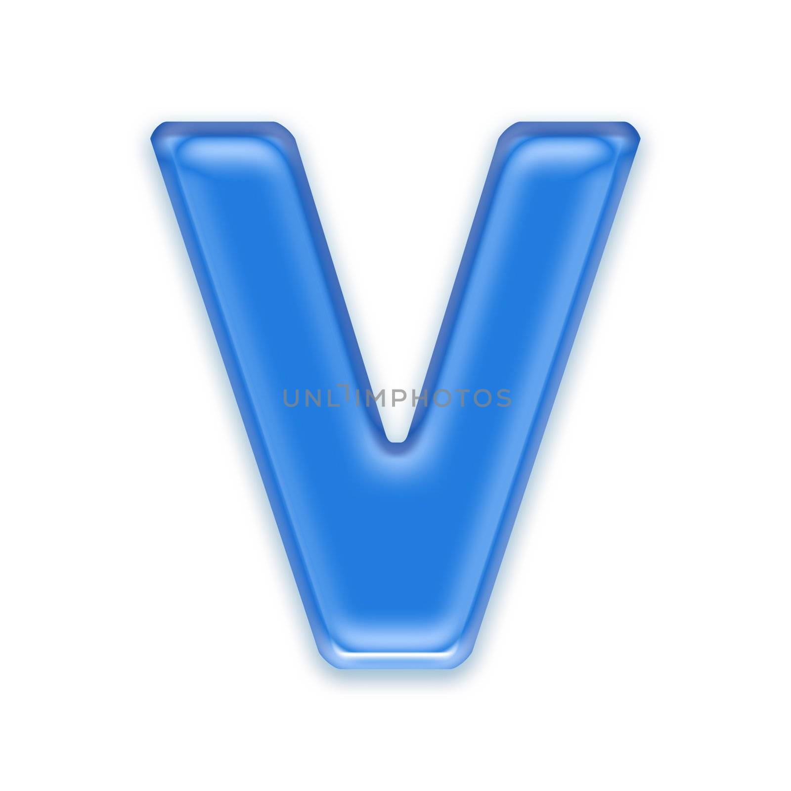 Aqua letter isolated on white background  - V