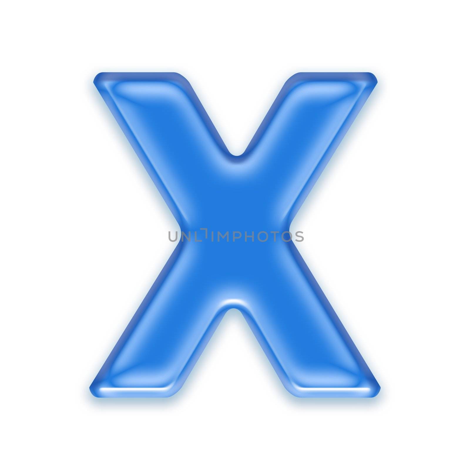 Aqua letter isolated on white background  - X