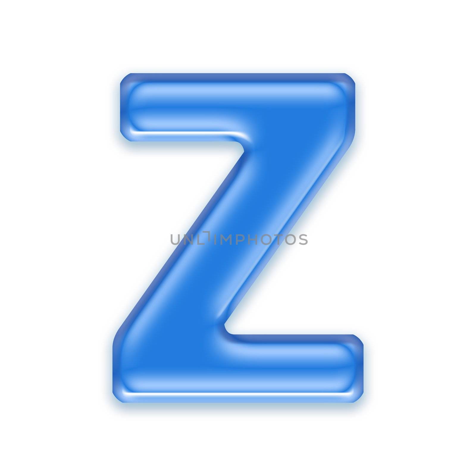 Aqua letter isolated on white background  - Z