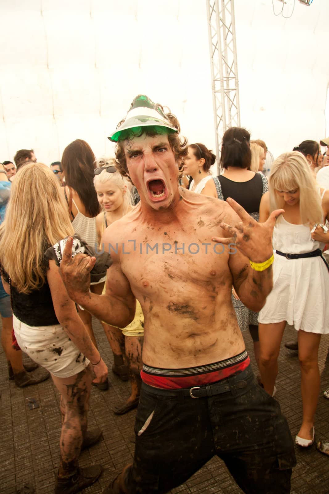 Guy screaming in the POD stage at the Future Musical Festival 2011 in Brisbane Australia.