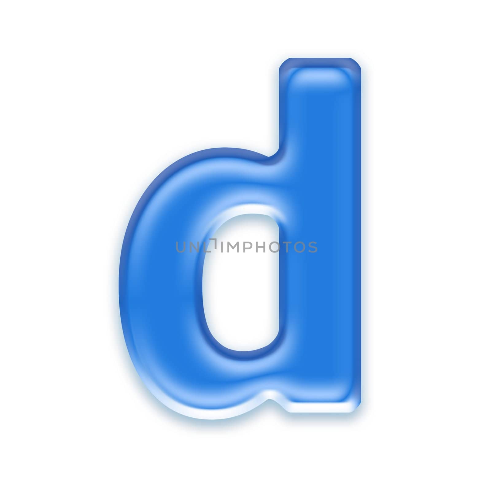 Aqua letter isolated on white background  - d