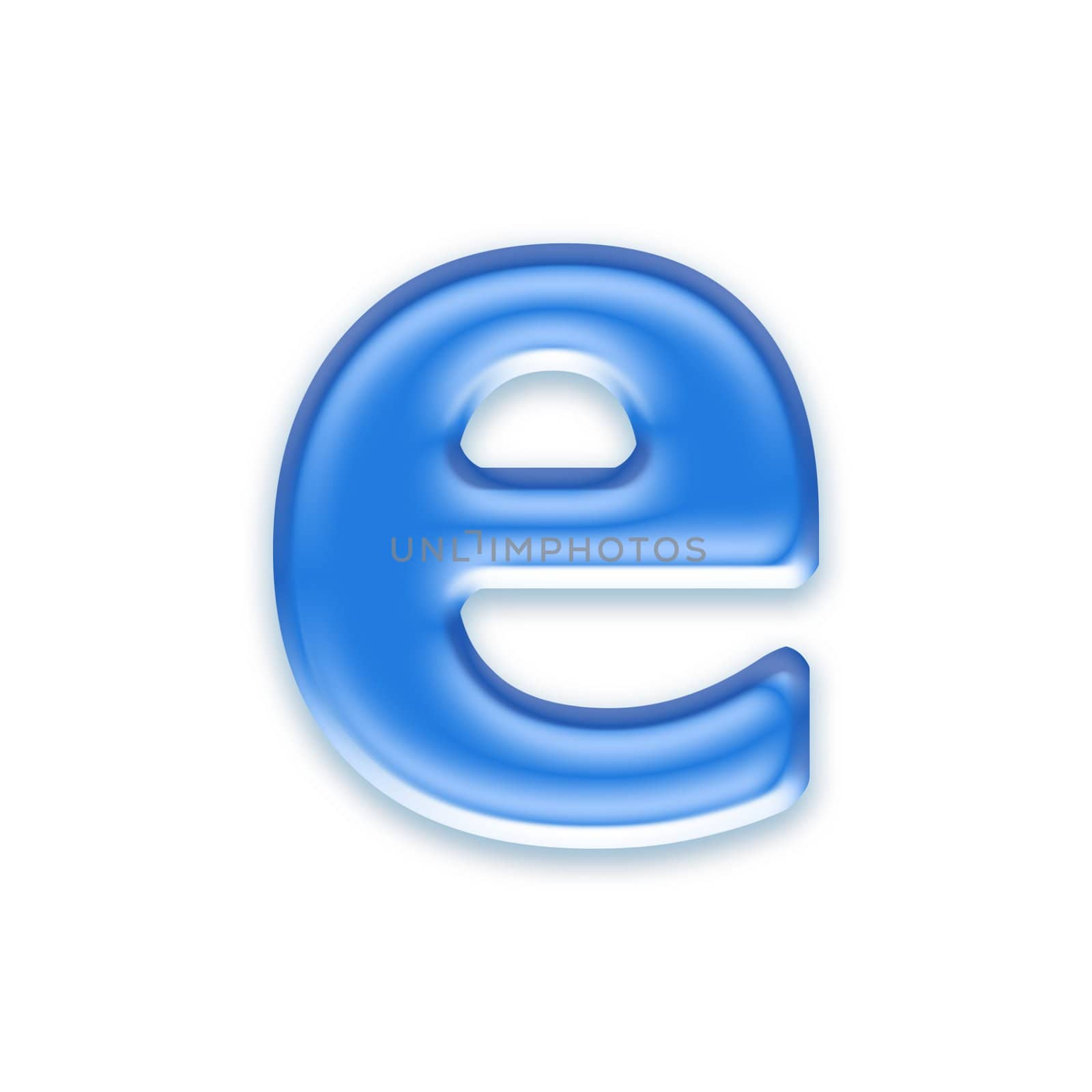 Aqua letter isolated on white background  - e