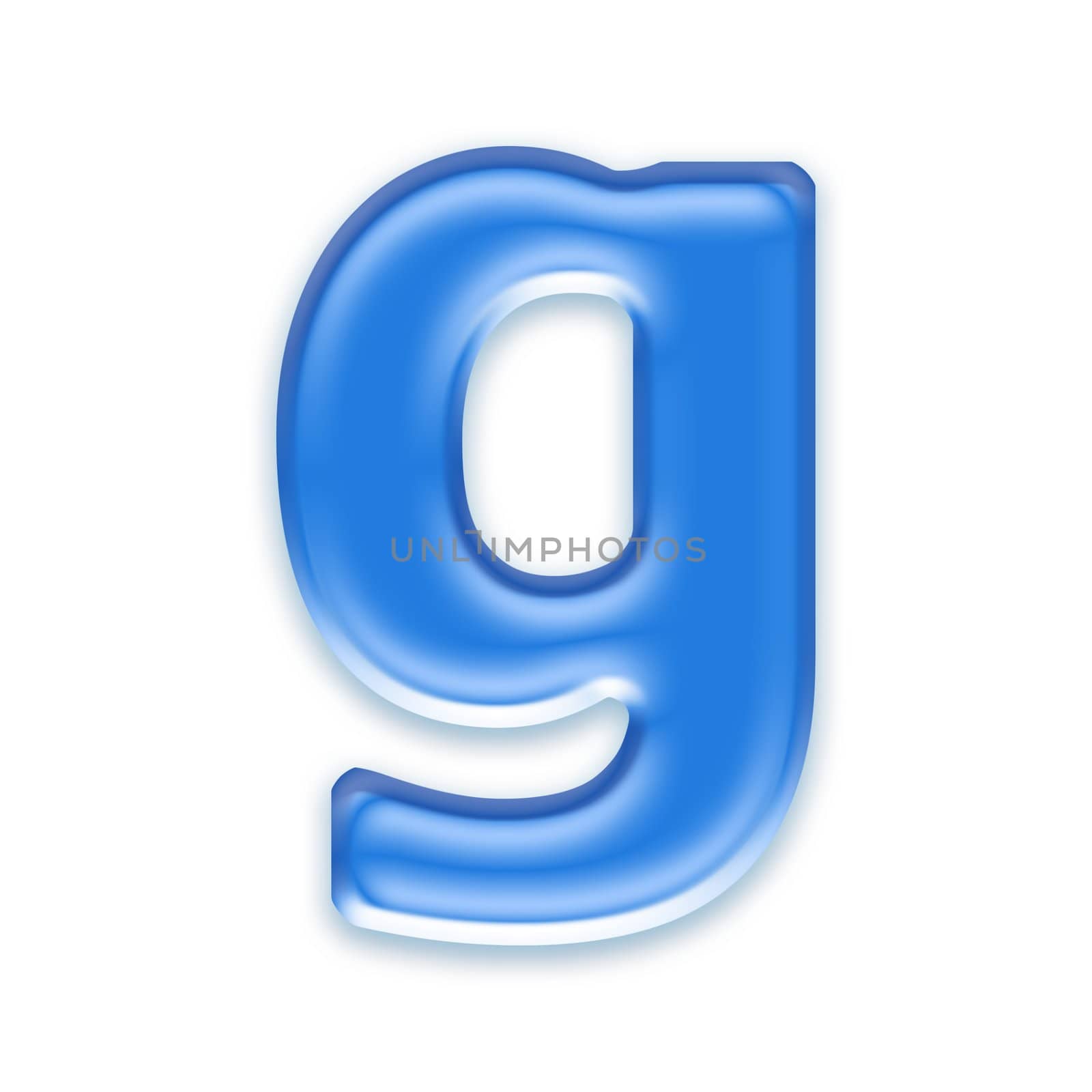 Aqua letter isolated on white background  - g