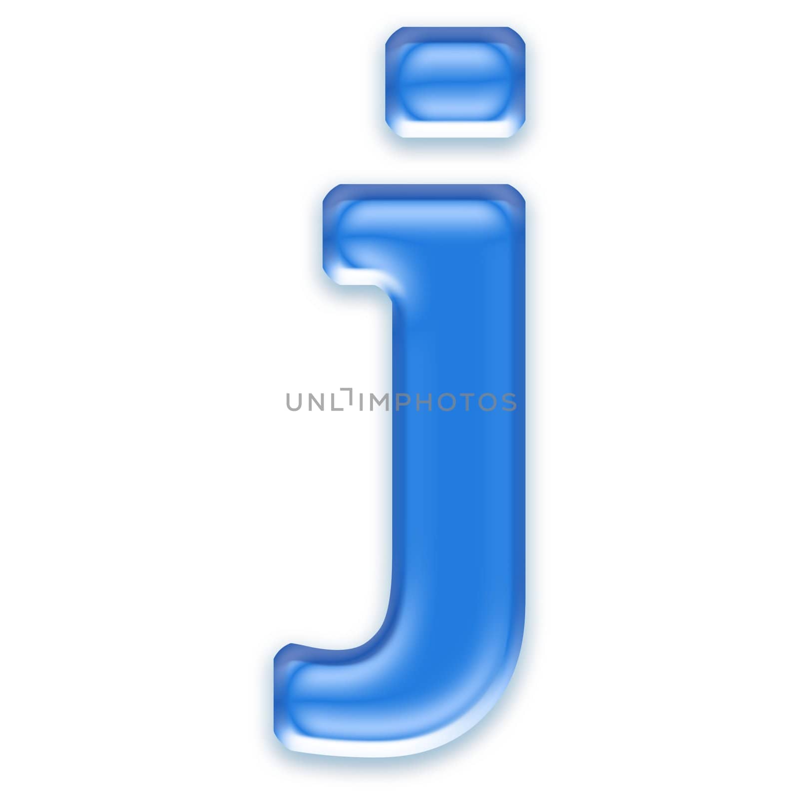 Aqua letter isolated on white background  - j