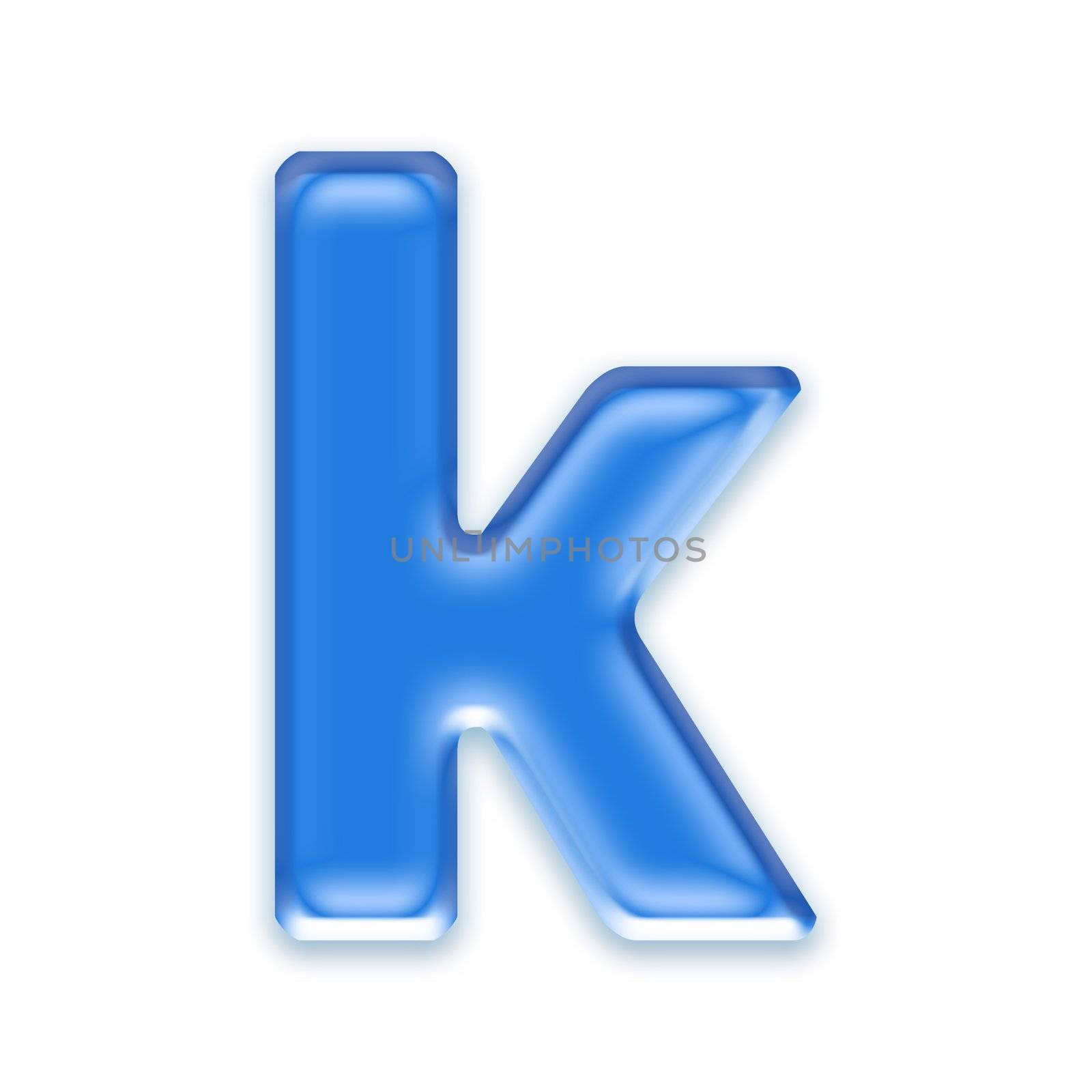 Aqua letter isolated on white background  - k