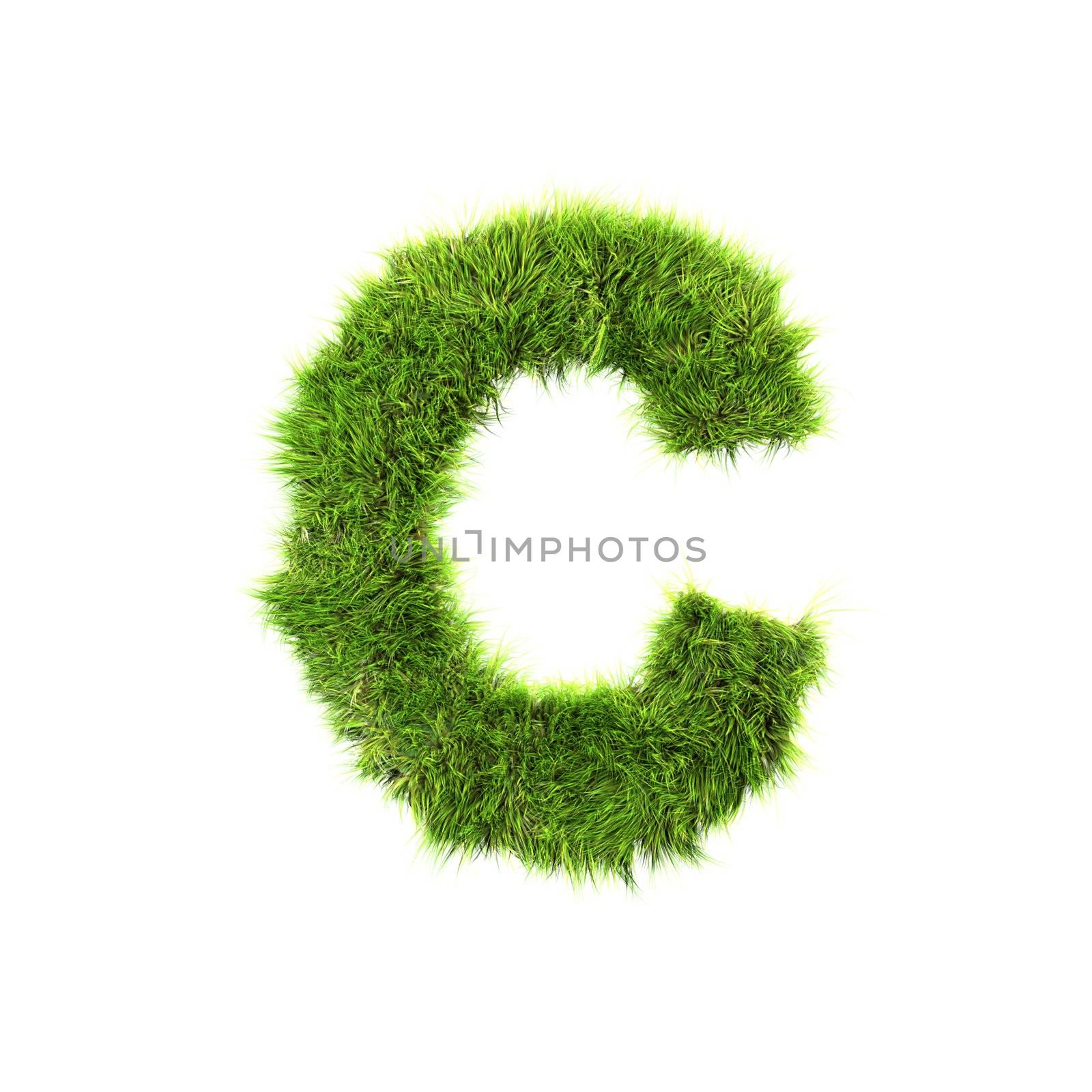 3d grass letter isolated on white background - C by chrisroll