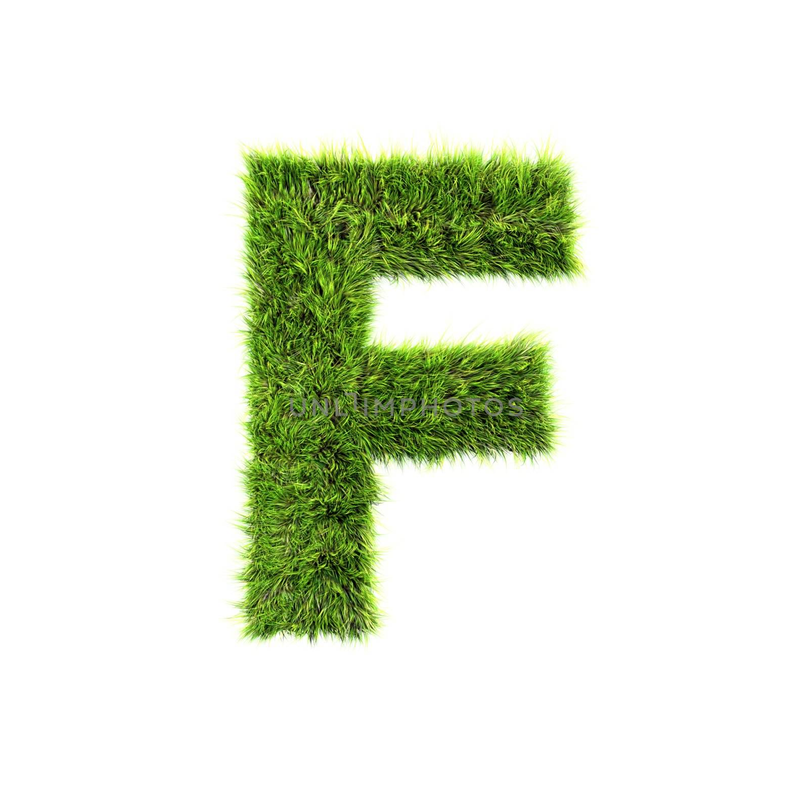 3d grass letter isolated on white background - F by chrisroll