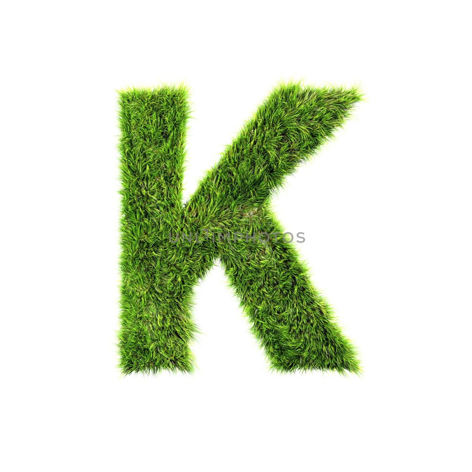 3d grass letter isolated on white background - K by chrisroll