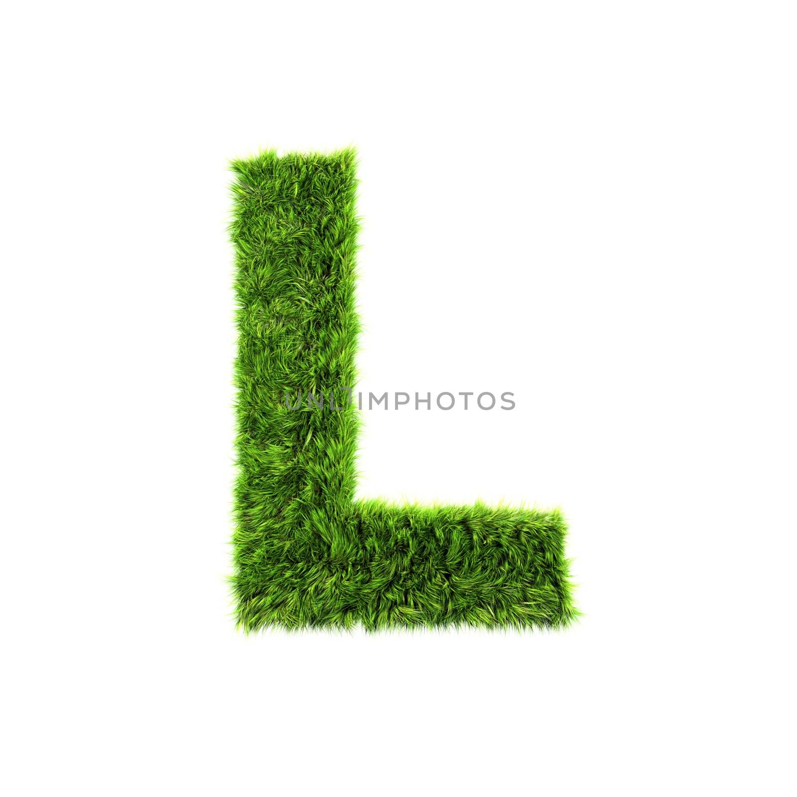 3d grass letter isolated on white background - L by chrisroll