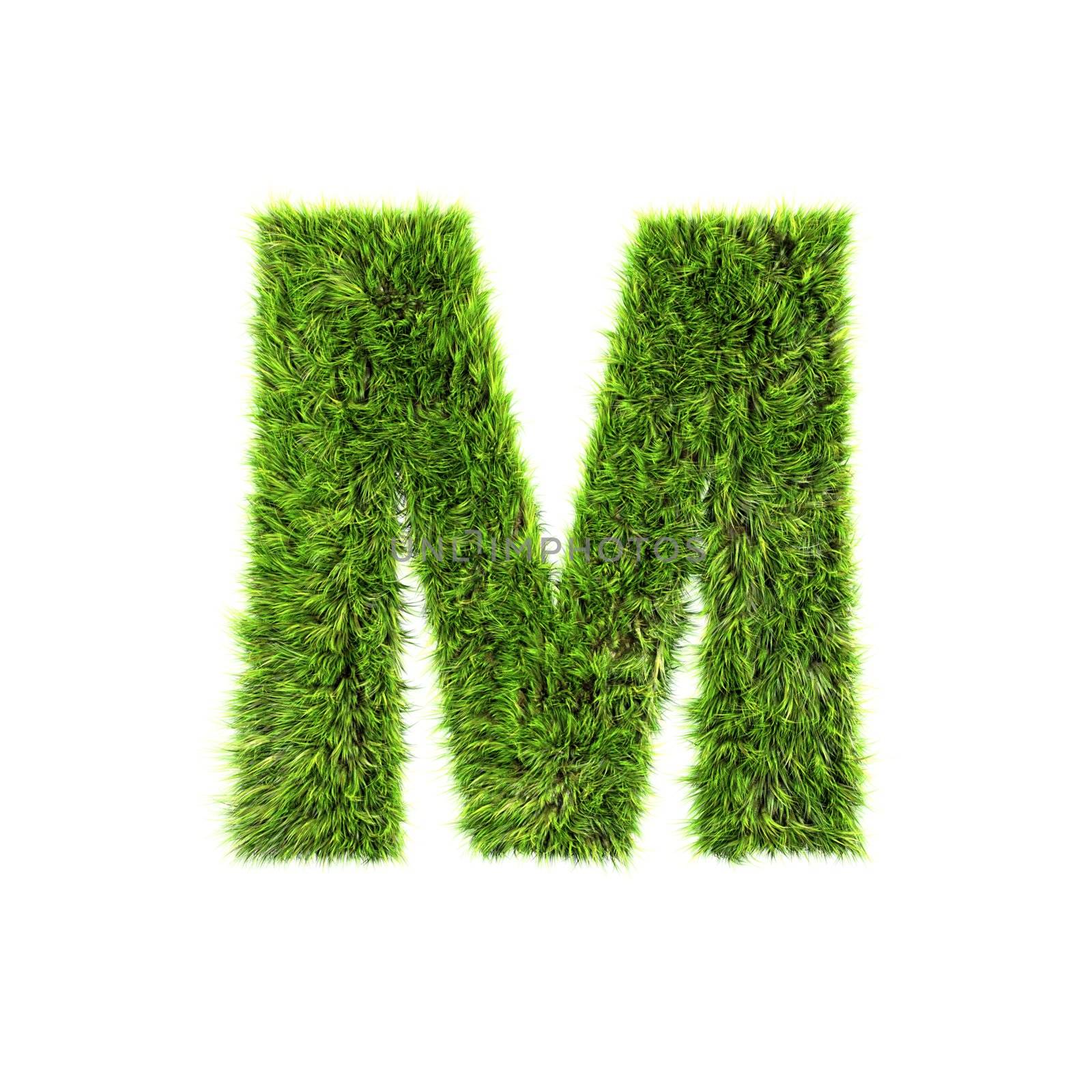 3d grass letter isolated on white background - M by chrisroll