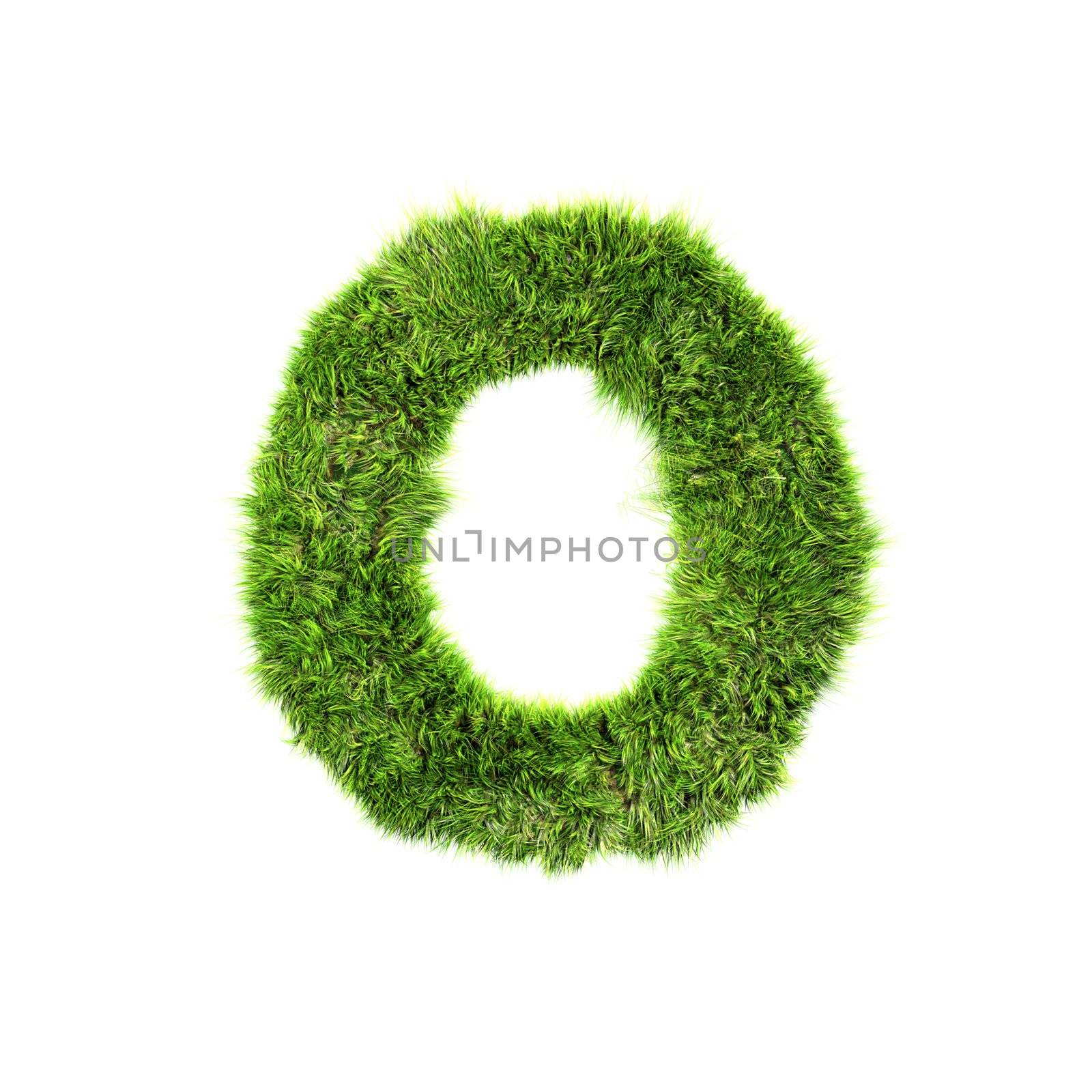 3d grass letter isolated on white background - O by chrisroll