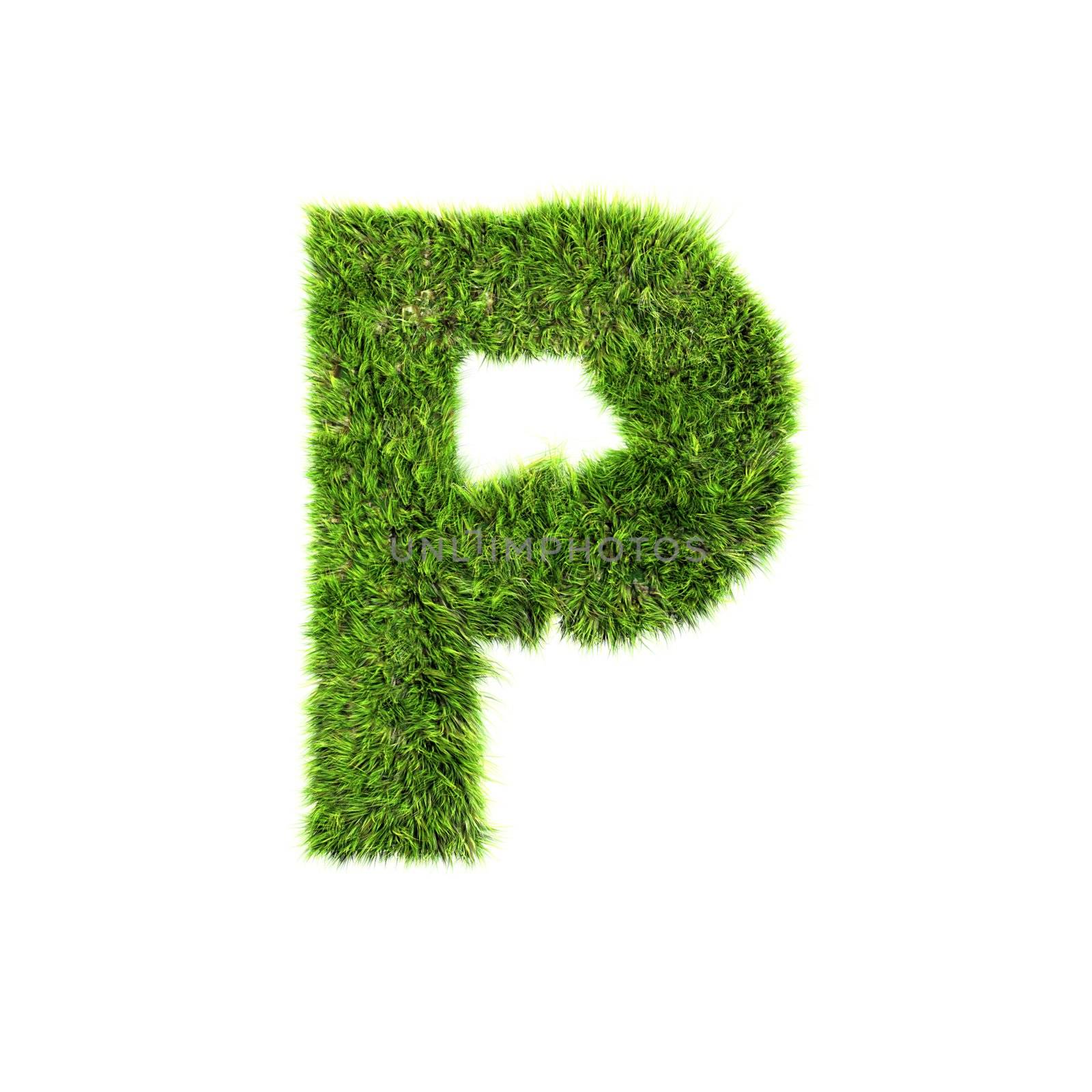 3d grass letter isolated on white background - P by chrisroll
