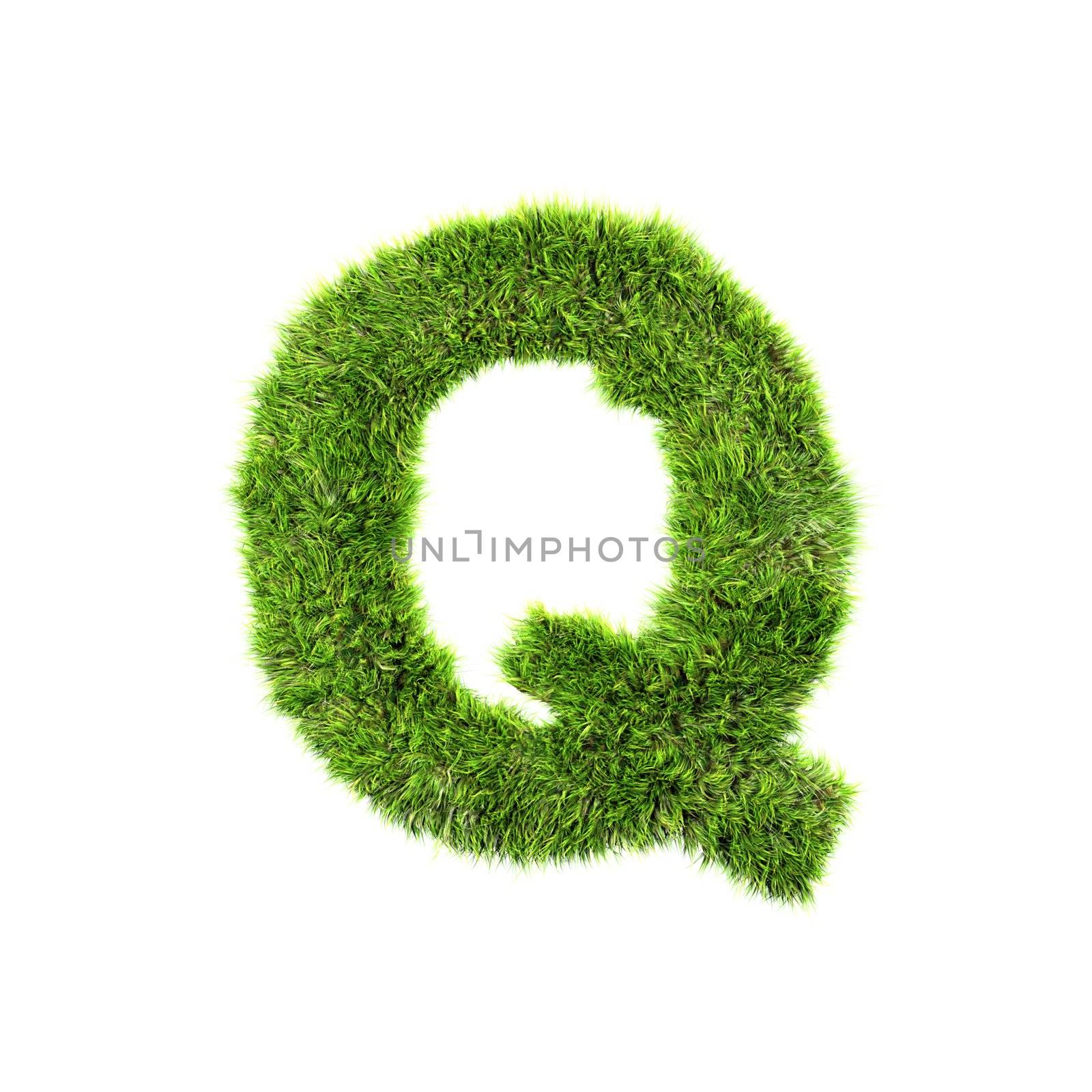 3d grass letter isolated on white background - Q by chrisroll