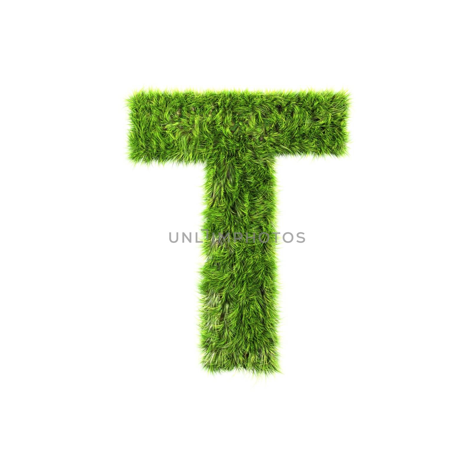 3d grass letter isolated on white background - T by chrisroll