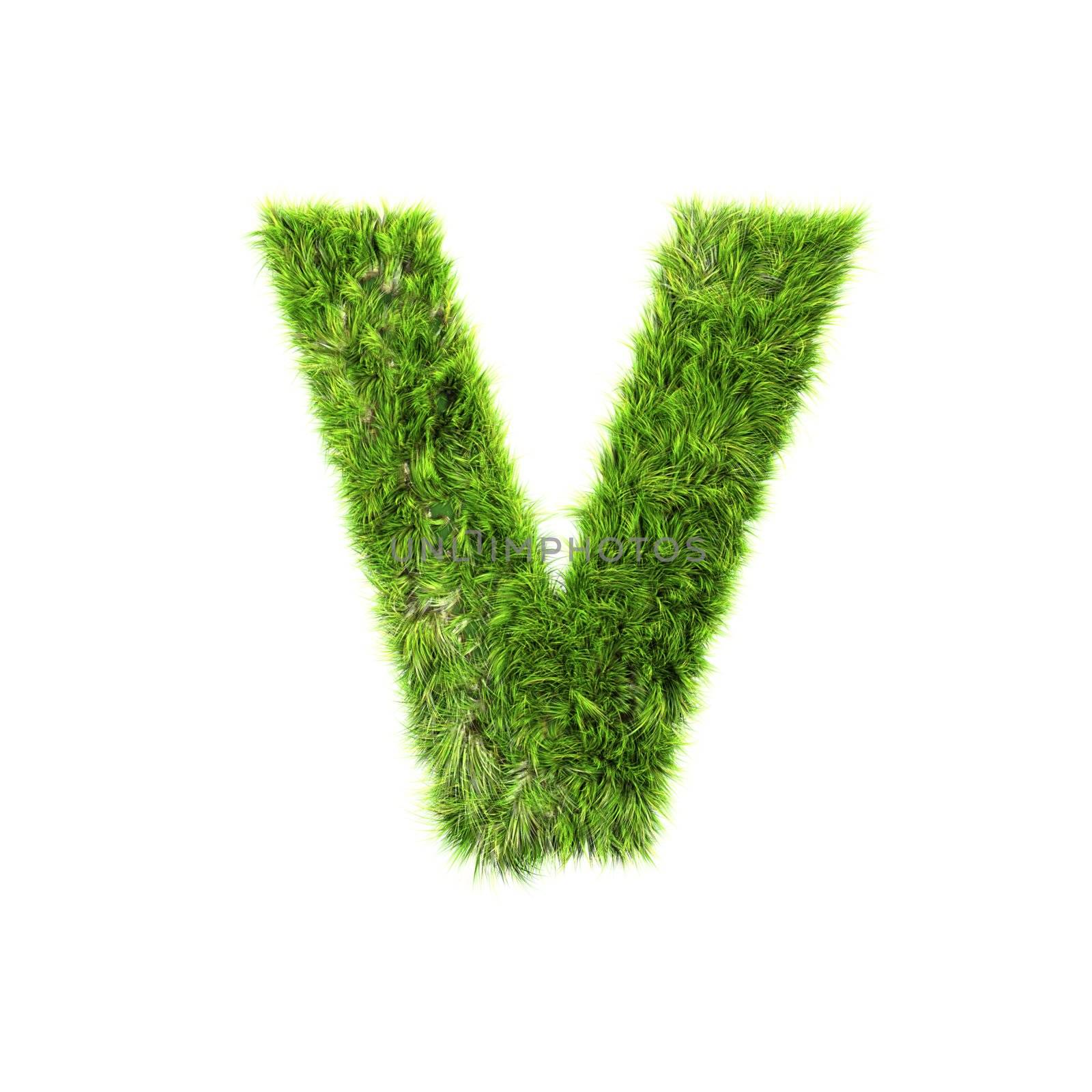 3d grass letter isolated on white background - V by chrisroll