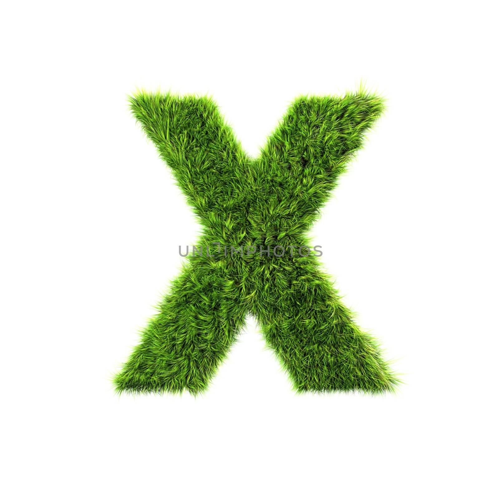 3d grass letter isolated on white background - X by chrisroll