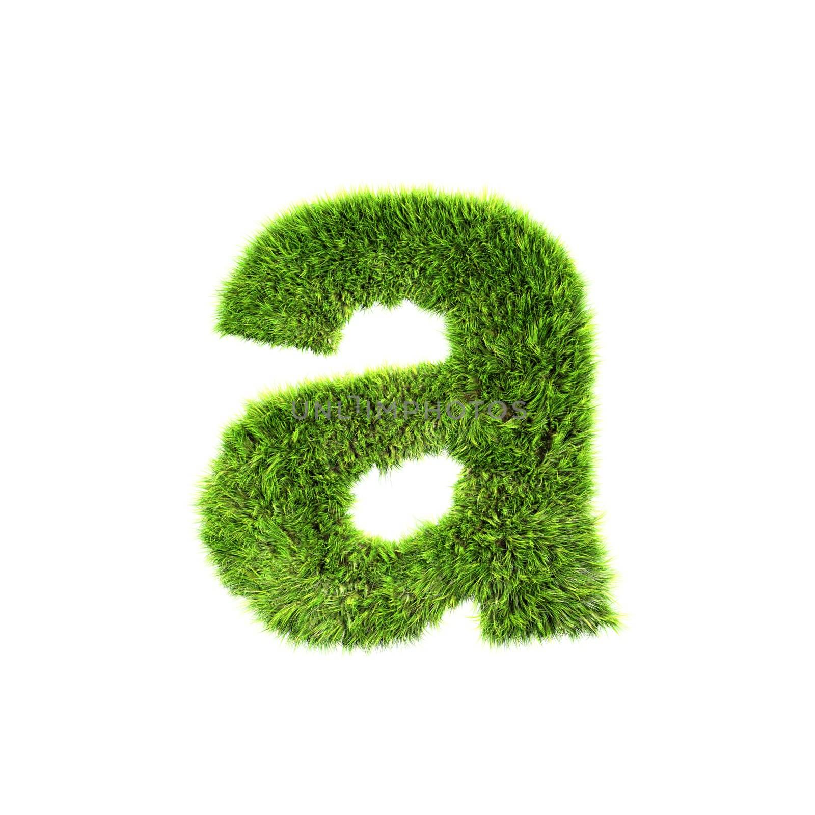 3d grass letter isolated on white background - a