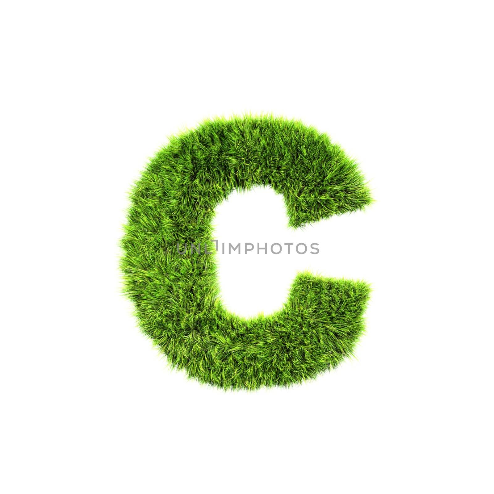 3d grass letter isolated on white background - c by chrisroll
