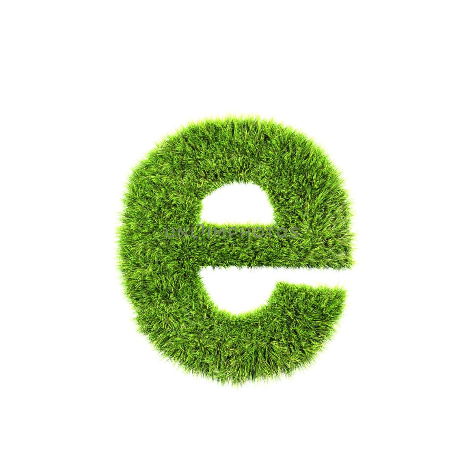 3d grass letter isolated on white background - e by chrisroll
