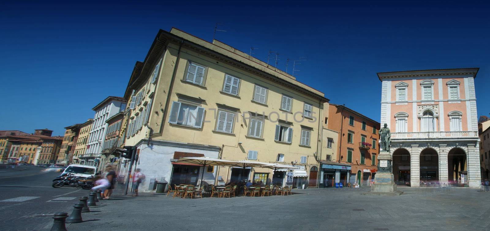 Panoramic View of Piazza Garibaldi in Pisa, Italy