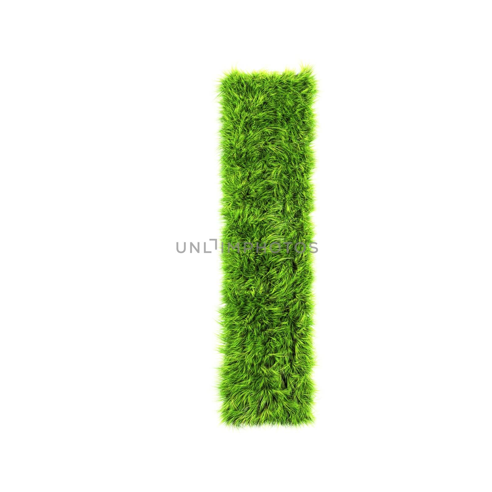 3d grass letter isolated on white background - l