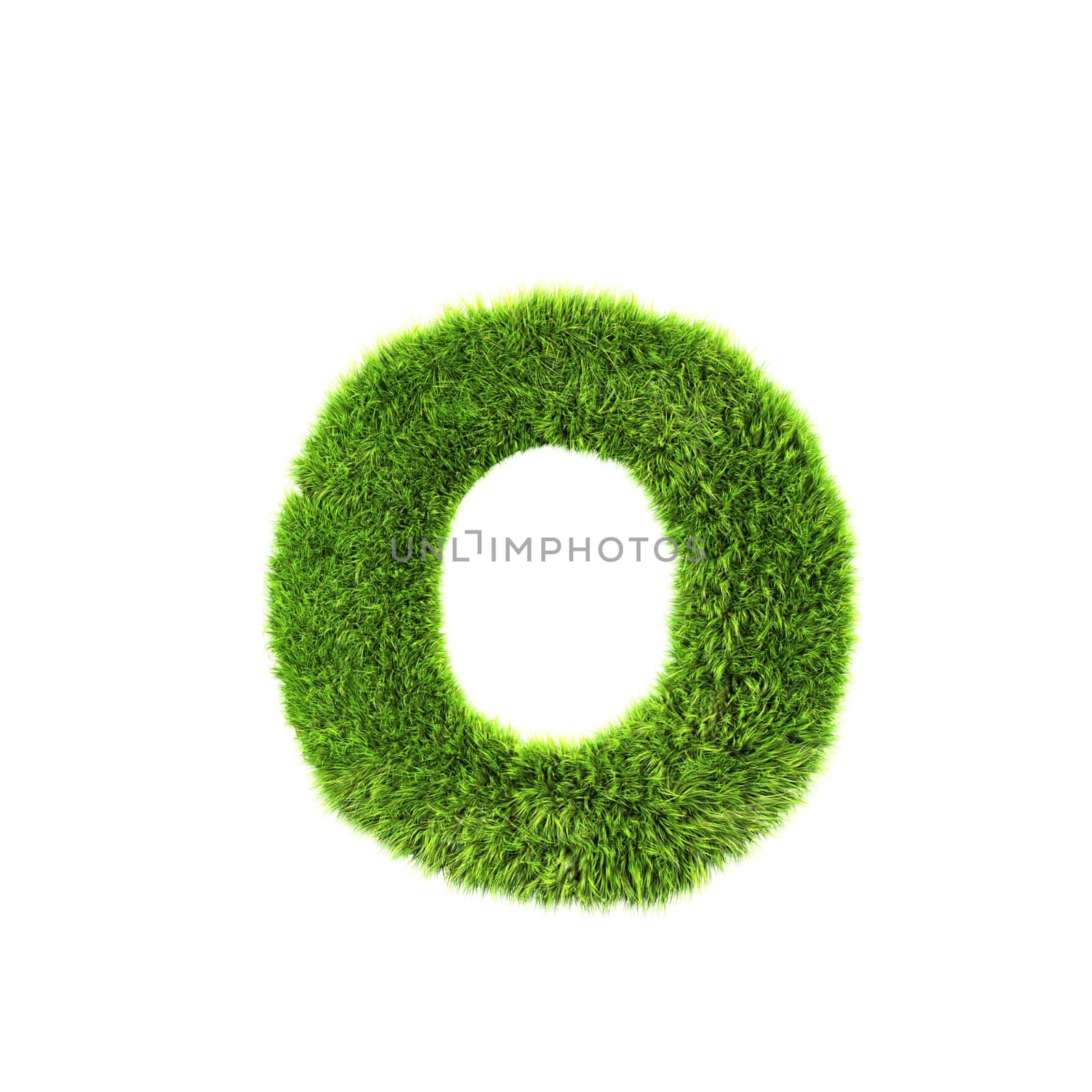 3d grass letter isolated on white background - o by chrisroll