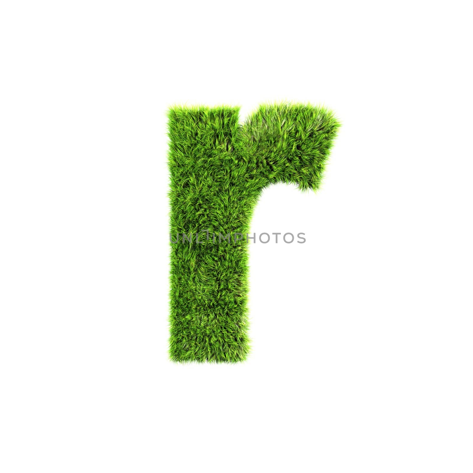 3d grass letter isolated on white background - r by chrisroll
