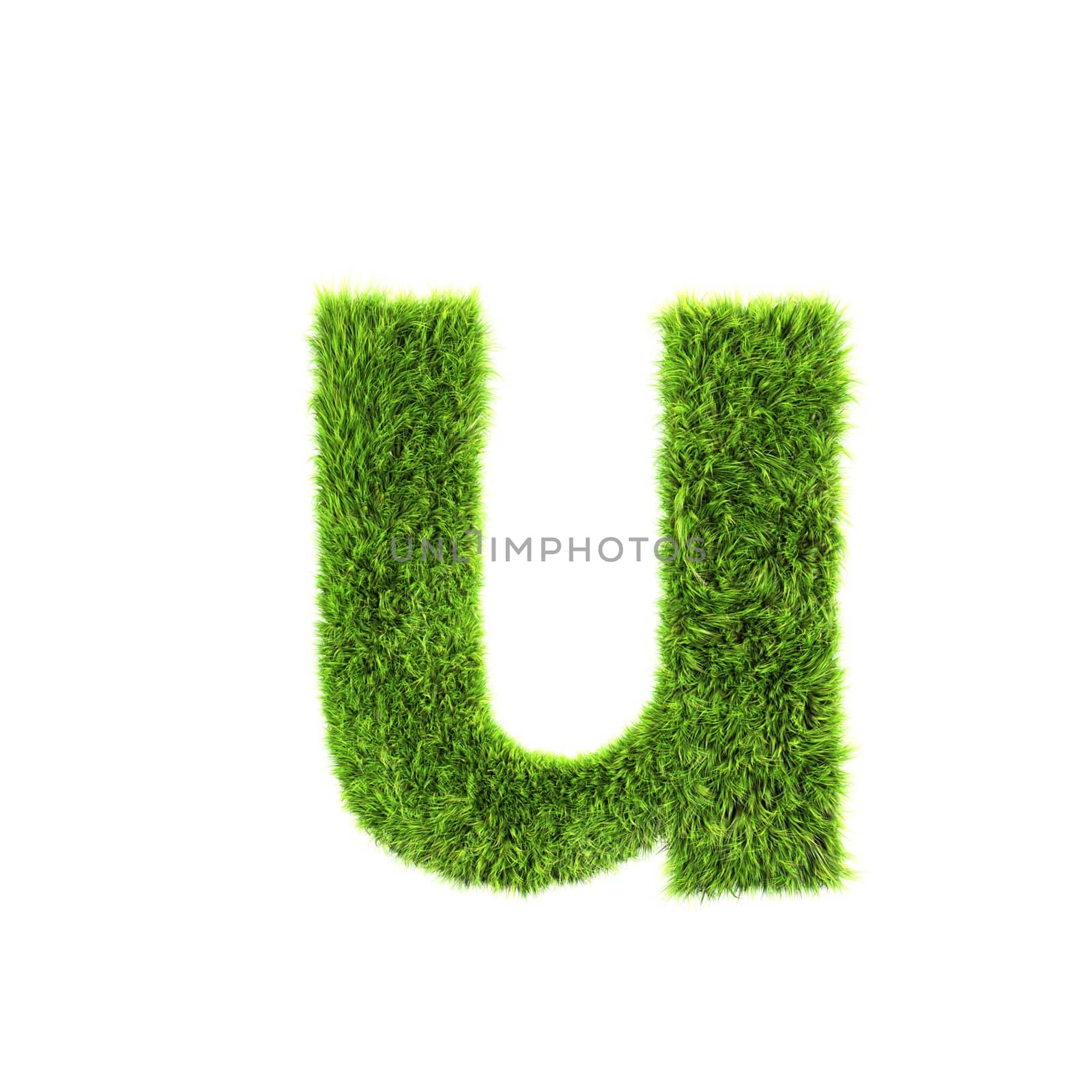 3d grass letter isolated on white background - u by chrisroll