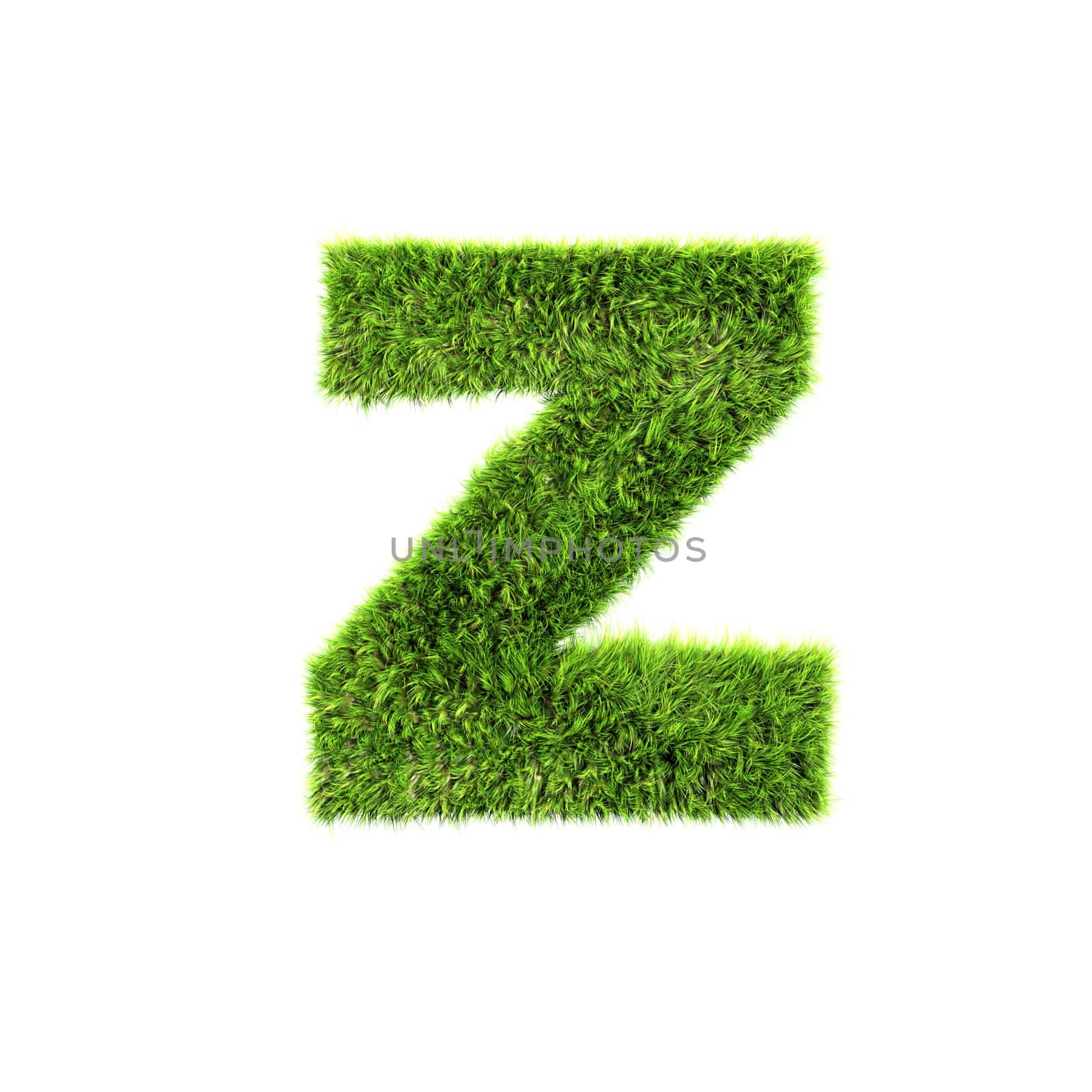 3d grass letter isolated on white background - z by chrisroll